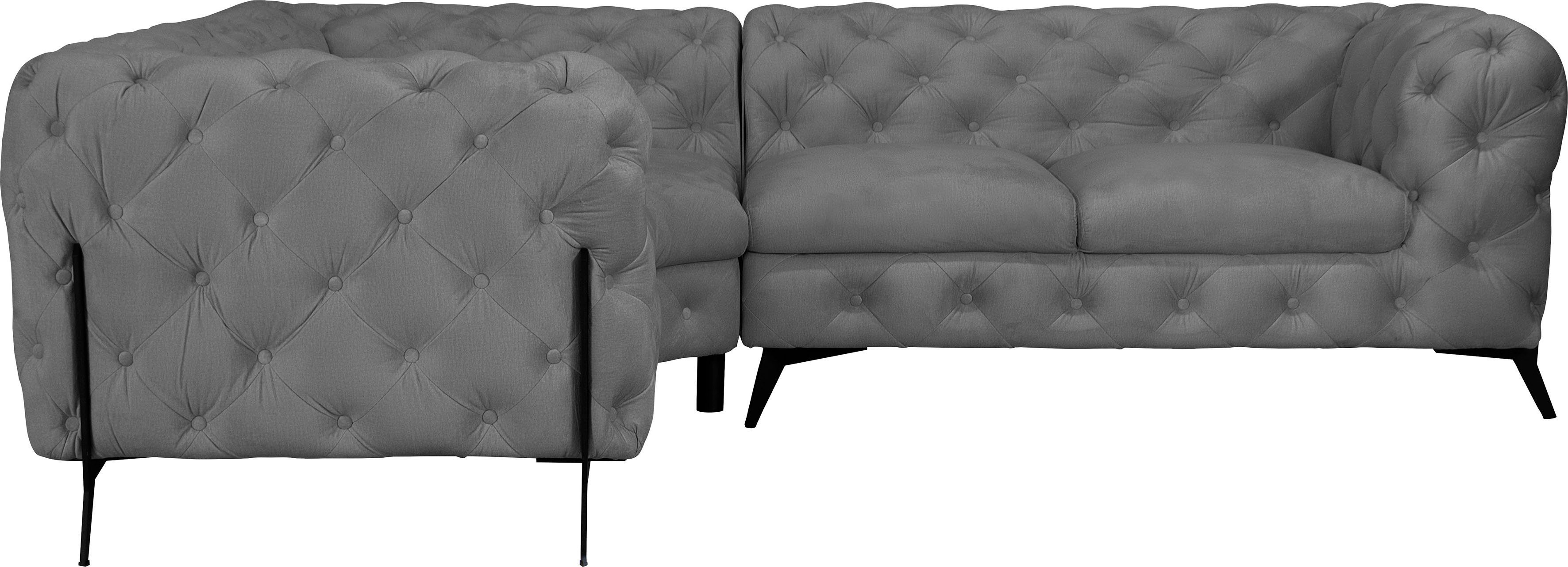 Home affaire Chesterfield-Sofa Amaury L-Form, moderne Chersterfield-Optik, Breite 262 cm, Fußfarbe wählbar