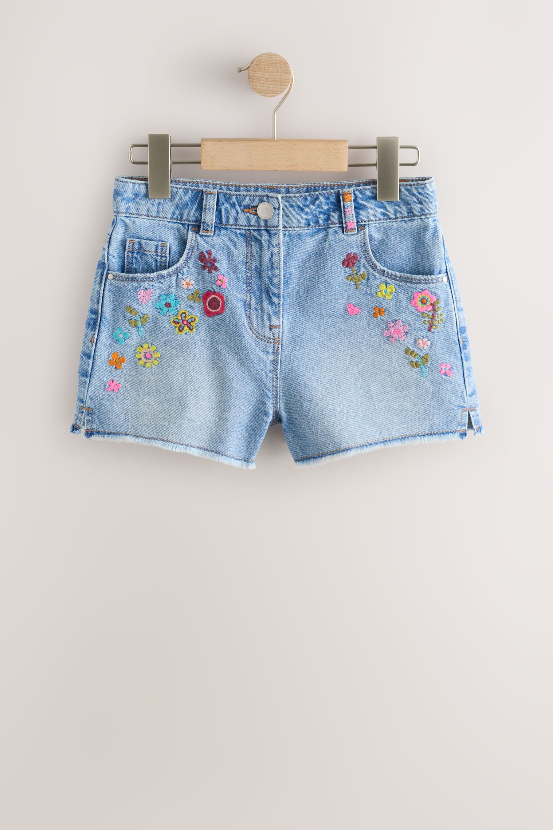 Jeansshorts Denim-Shorts mit ausgefranstem Saum, Regular