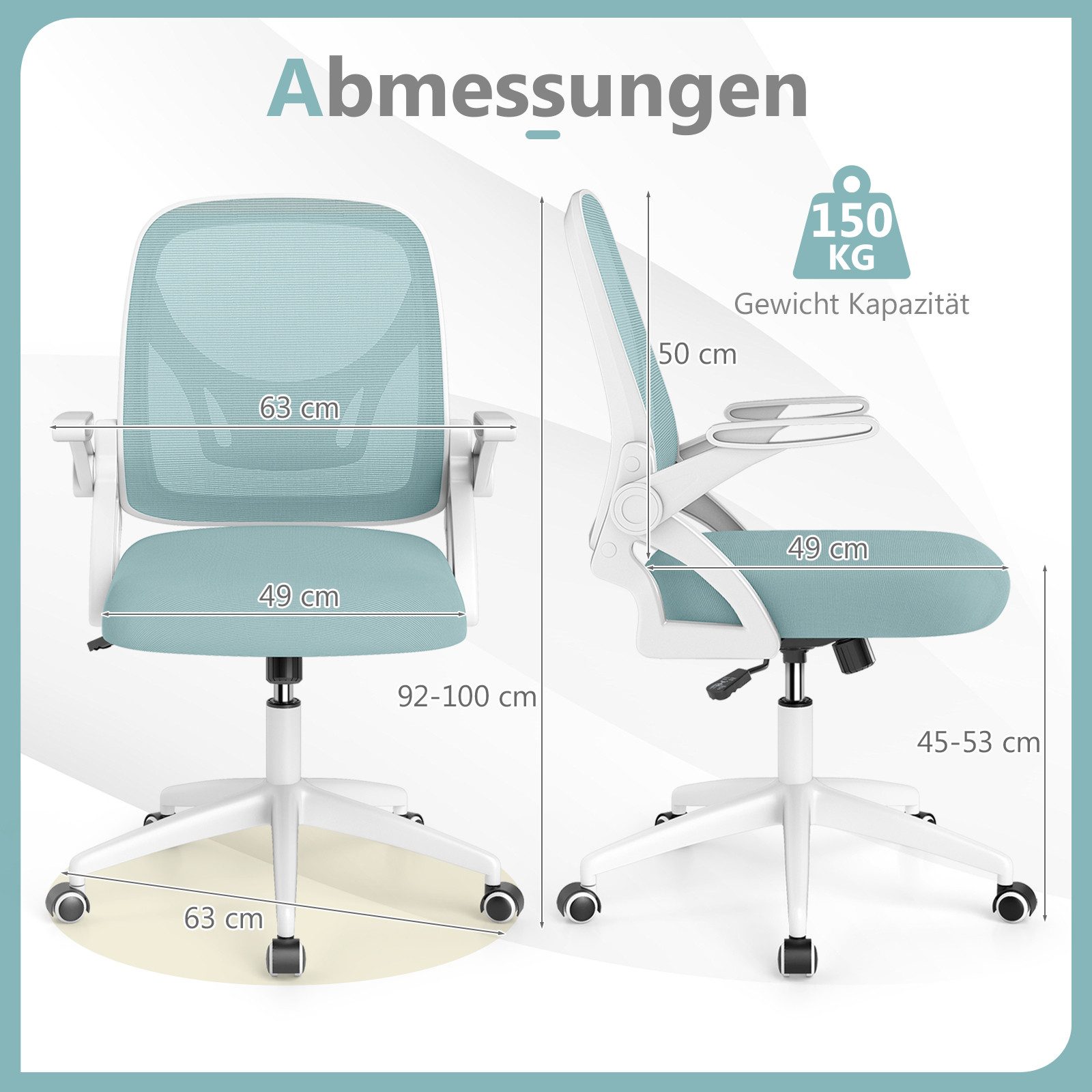 COSTWAY Bürostuhl, Ergonomischer Drehstuhl mit hochklappbaren Armlehnen