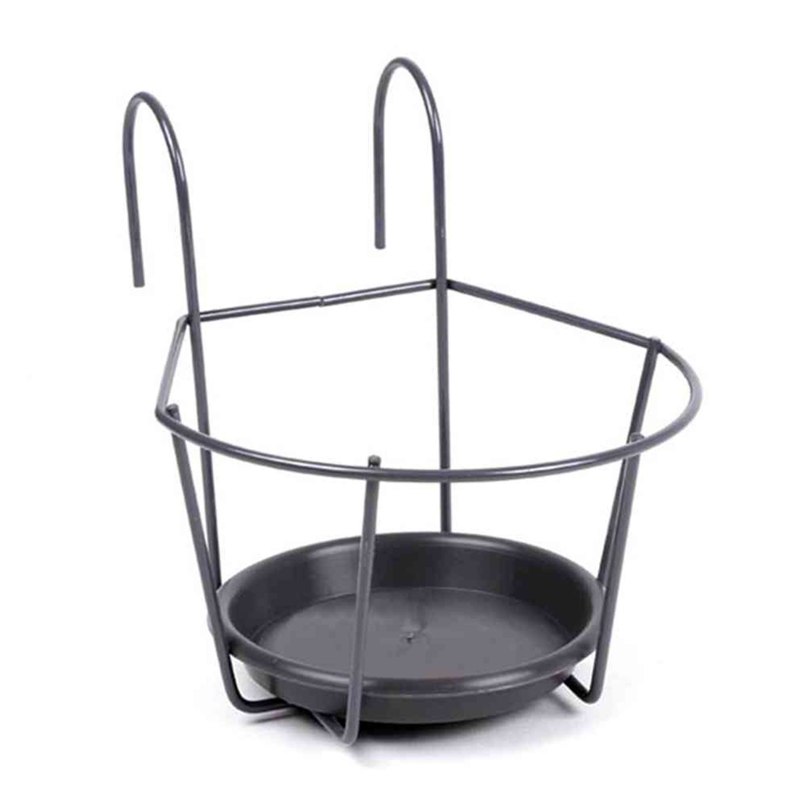 Jardifer Blumenkastenhalter Blumentopfhalter zum Einhängen grau, Ø 16 cm