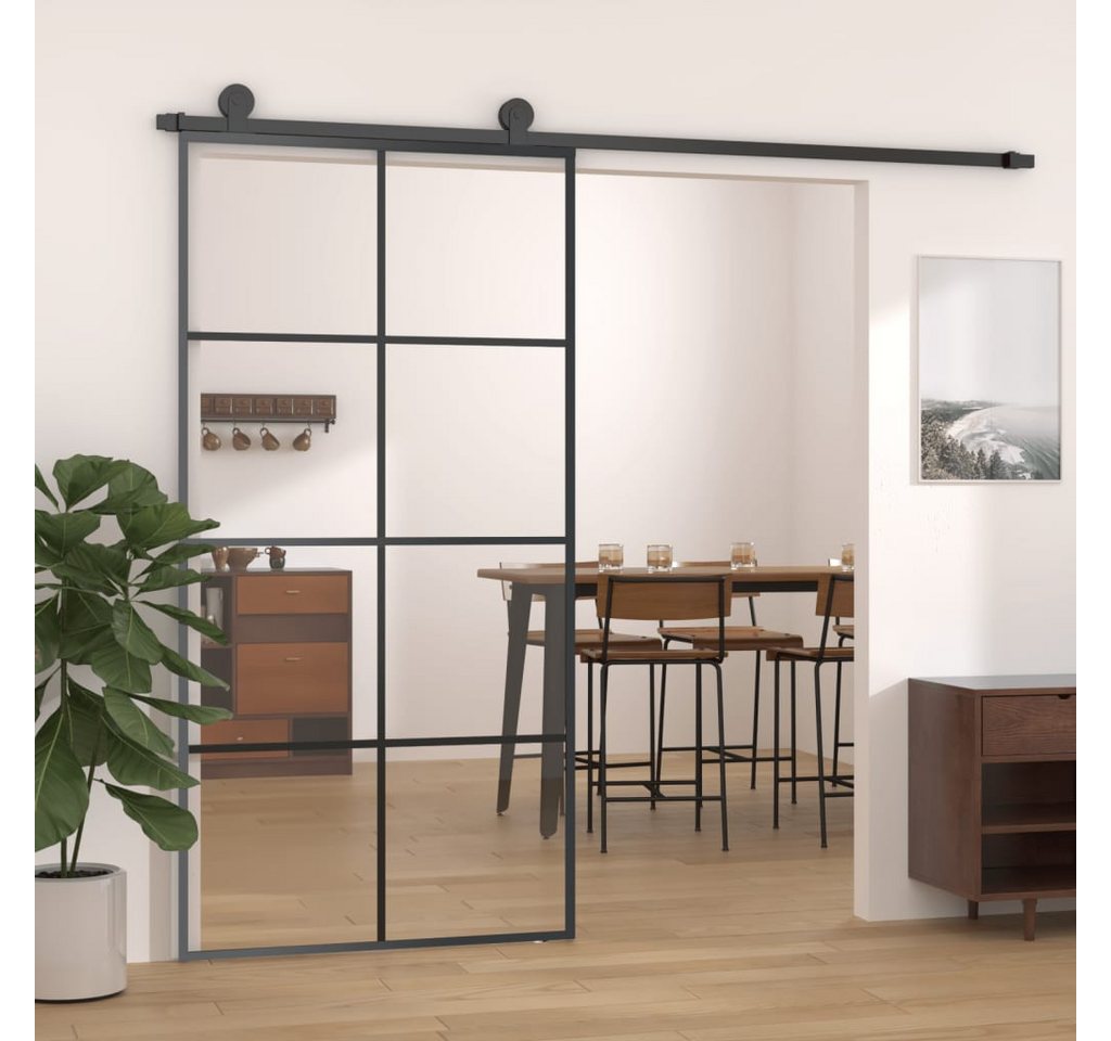 Thumbnail - vidaXL Schiebetür, Zimmertür Schwarz 102,5x205 cm ESG-Glas und Aluminium