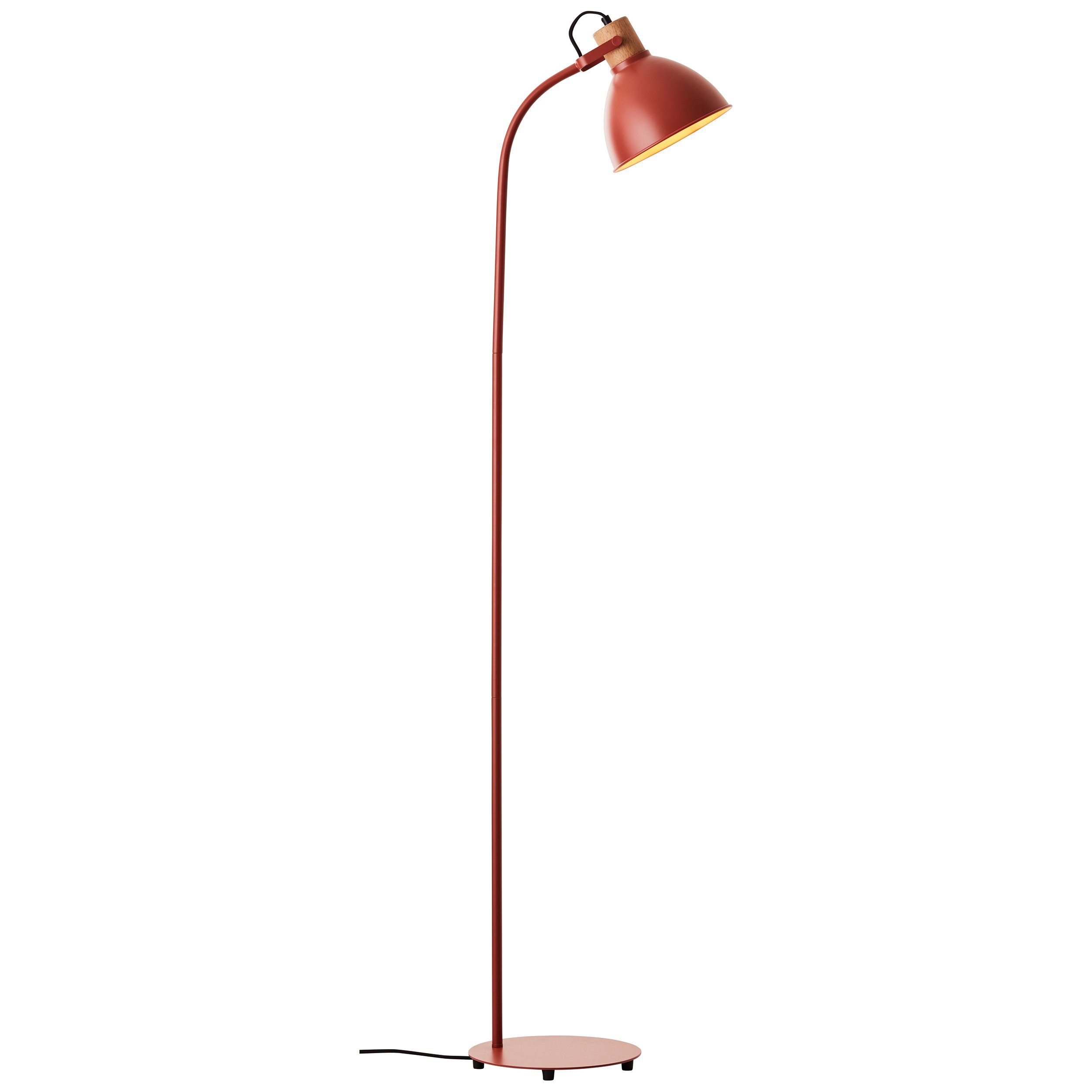 Brilliant Stehlampe Erena Standleuchte 1,5m rot, Erena Standleuchte 1,5m rot Metall/Holz Fußschalter 1x A60, E27, 40 W | Standleuchten