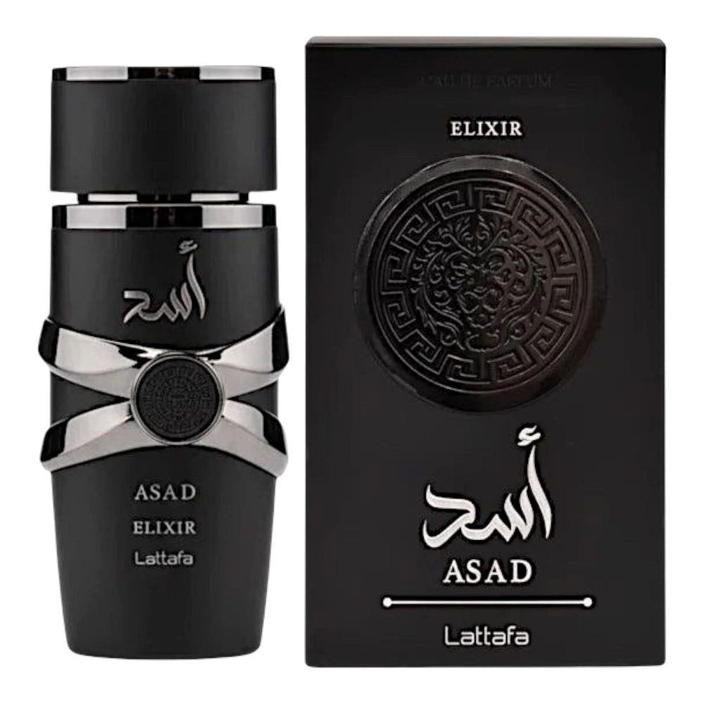 Lattafa Duft-Set Asad Elixir Eau de Parfum 100 ml + Parfümzerstäuber (leer) Set