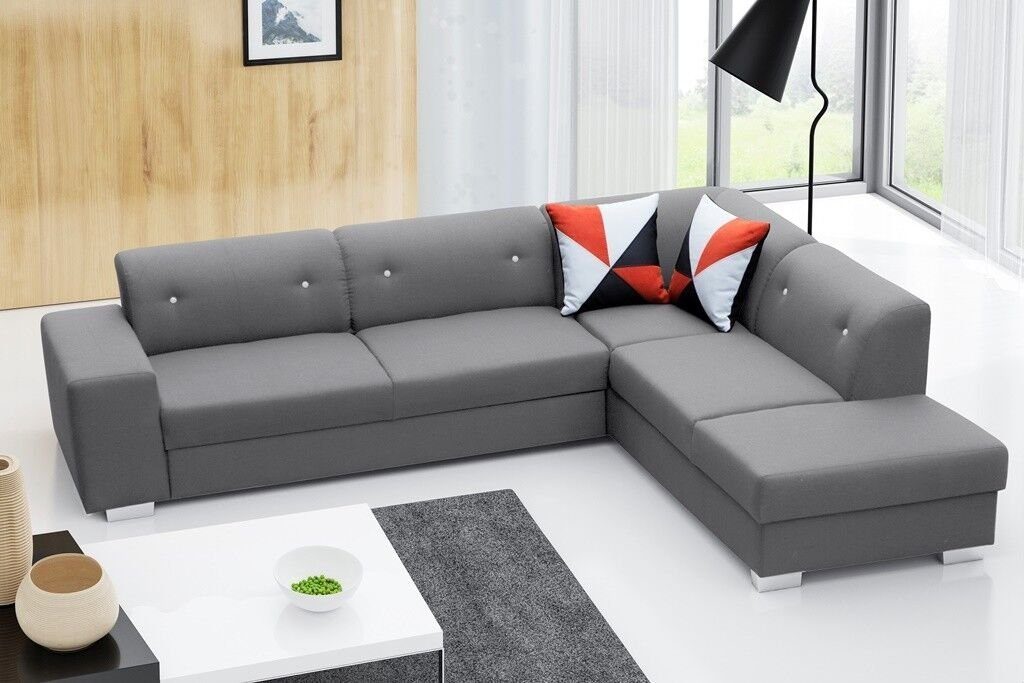 JVmoebel Ecksofa Sofa Designer + Sofa Grau Bettfunktion Mit Bettfunktion Schlafsofa Bettkasten mit Ecksofa