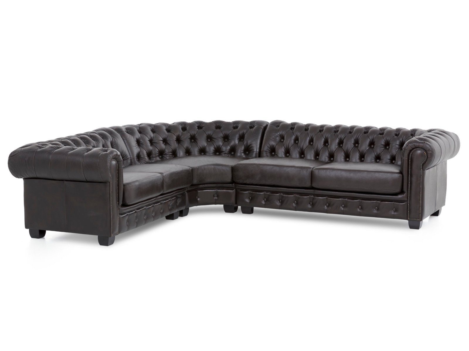 massivum Ecksofa Chesterfield Echtleder I braun