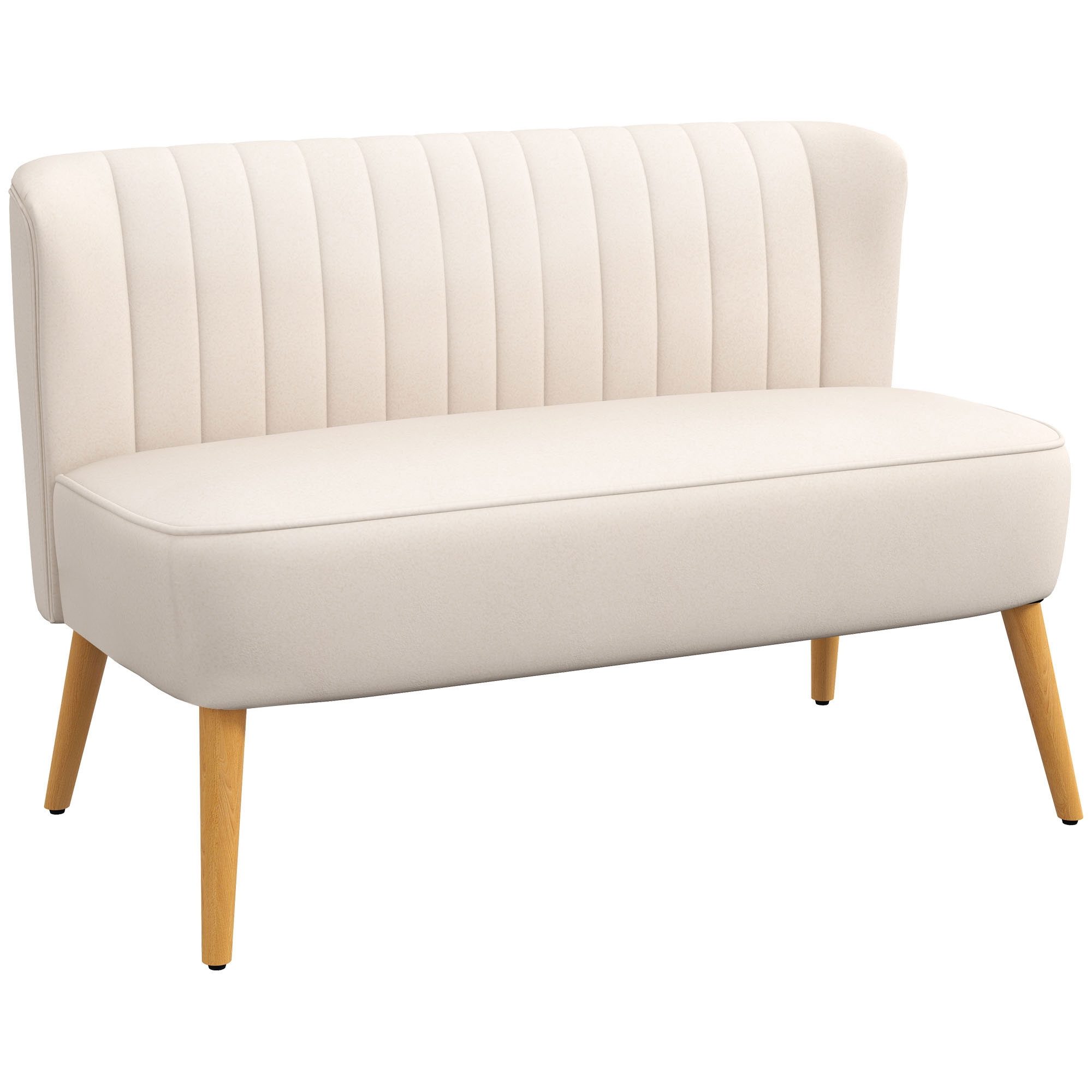 MC Star 2-Sitzer Sofa Retrodesign 2-Sitzer-Sofa, Holzbeine, 117 cm x 56,5 cm x 77 cm, Cremeweiß