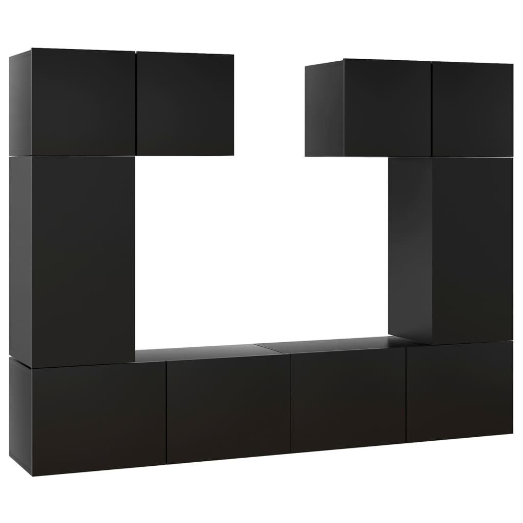 Schwarz Holzwerkstoff TV-Schrank TV-Schrank-Set furnicato 6-tlg.