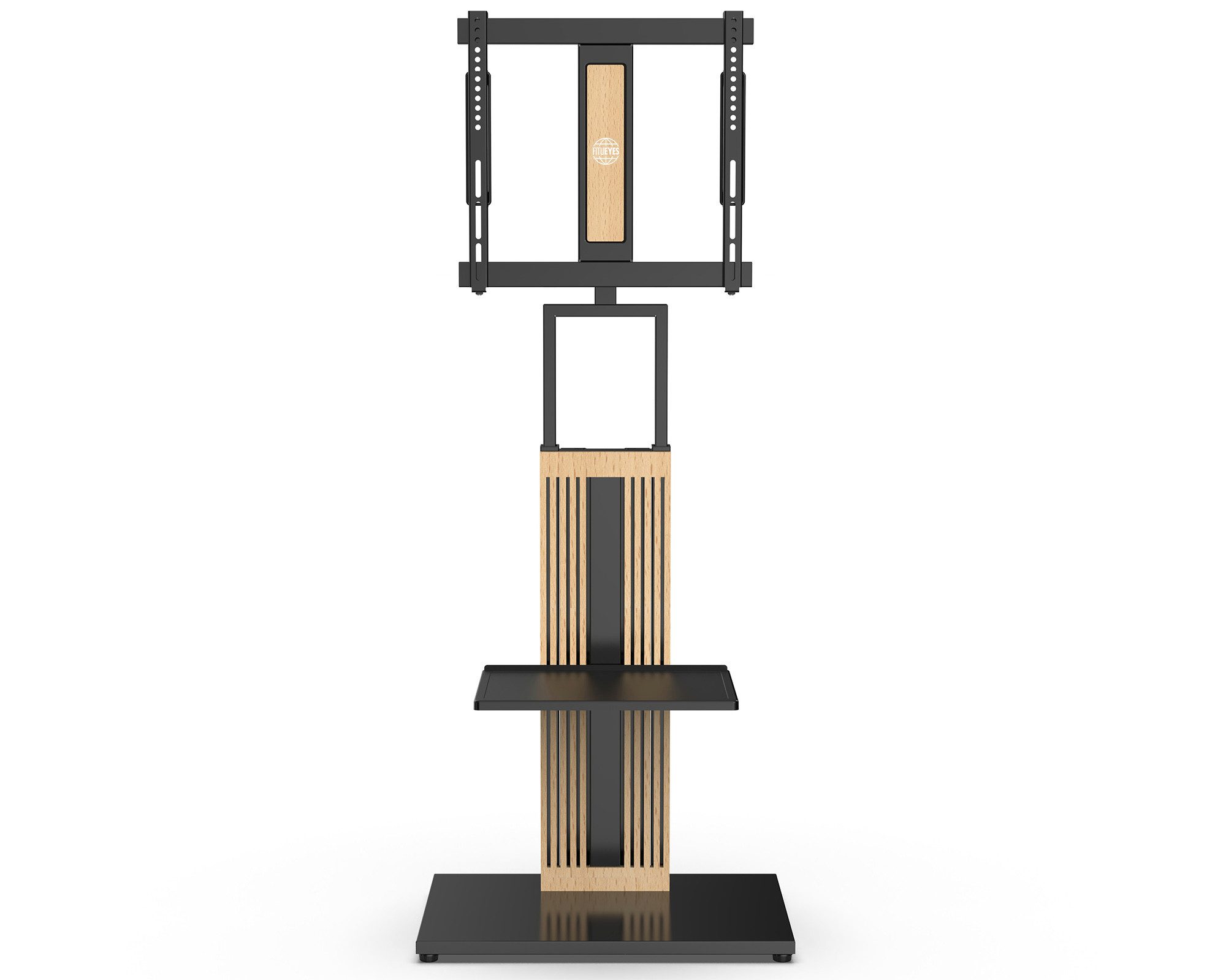 FITUEYES TV-Ständer aus Holz, mit höhenverstellbarer Ablage, ±15° schwenkbar, 32-65 Zoll, (bis 65,00 Zoll, höhenverstellbar, mit Kabelmanagement)