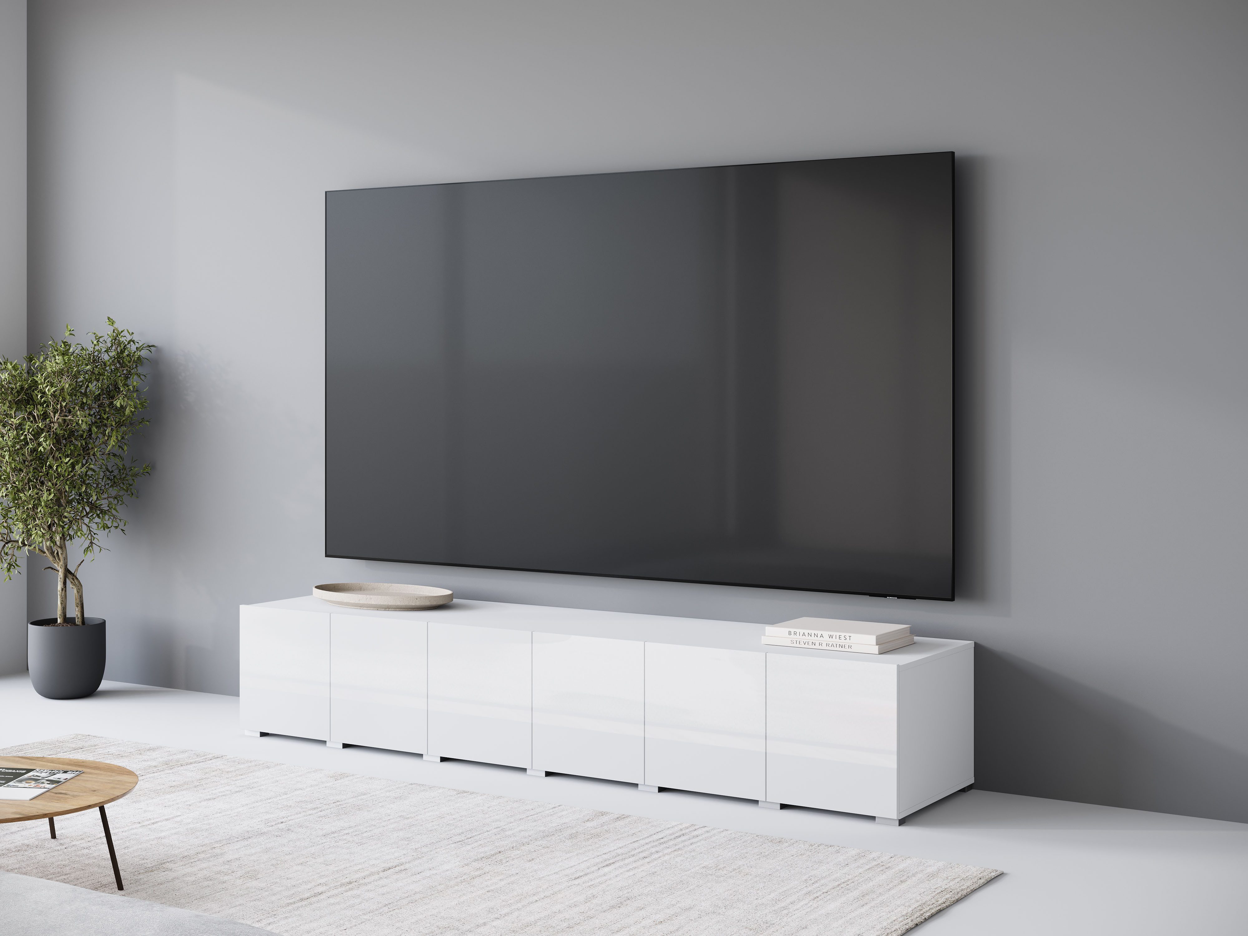 OTTO home Lowboard Denver TV-Schrank, Breite 220 cm (1 St), Modernes TV-Lowboard mit 5 Klappen und viel Stauraum