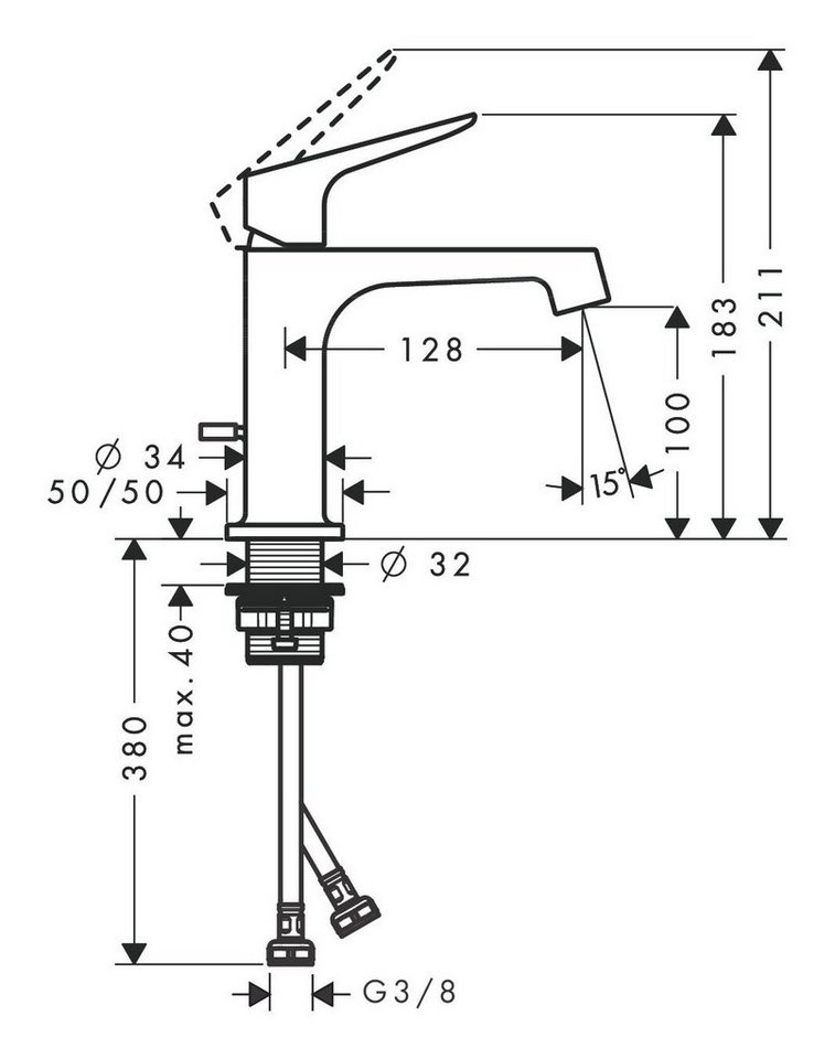 Thumbnail - hansgrohe Waschtischarmatur Axor Citterio M 100 Waschtischmischer mit Zugstangen-Ablaufgarnitur