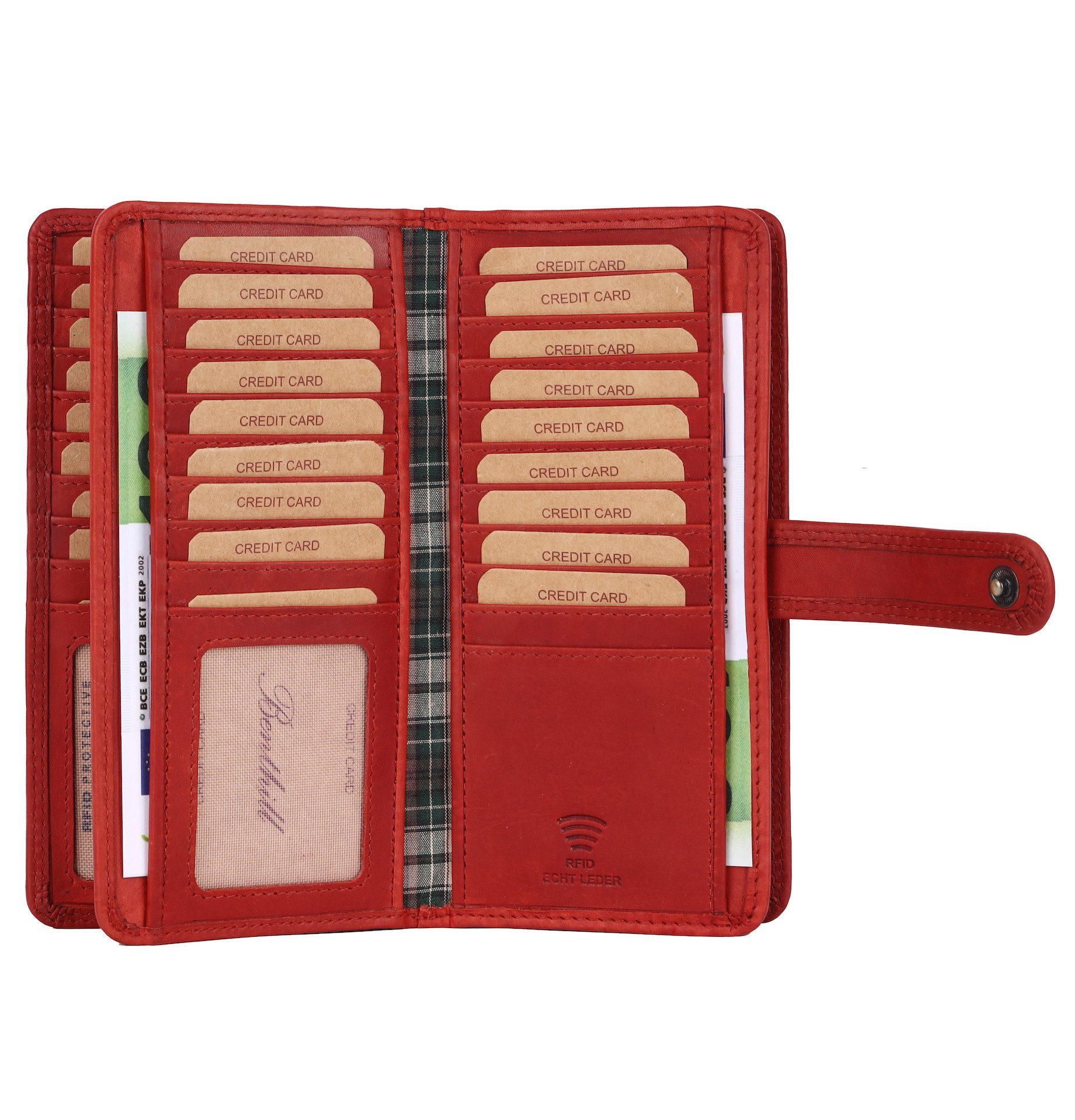 Benthill Geldbörse Damen Groß Leder Portemonnaie RFID Vintage XXL Geldbeutel Echt-Leder, RFID-Schutz Kartenfächer Münzfach Reißverschlussfach – Bild 4 von 5