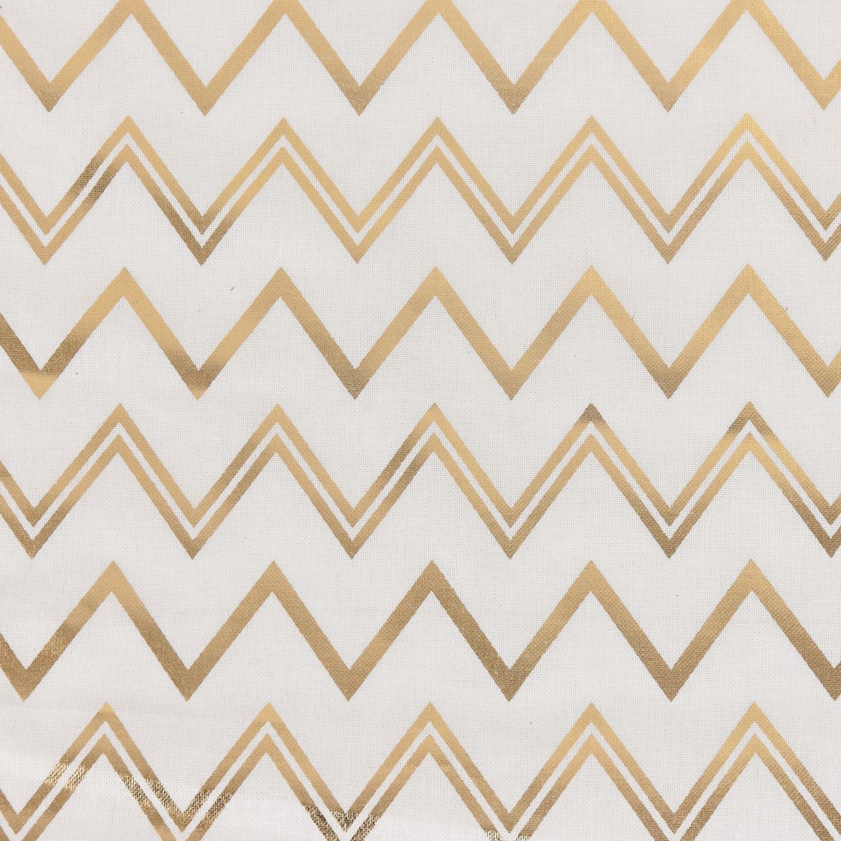 Stoff Dekostoff Metallikdruck Chevron Zacken weiß gold metallic 1,40m, mit Metallic-Effekt