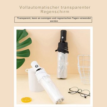 Coonoor Taschenregenschirm Transparenter automatischer Faltregenschirm, Dreifach faltbarer tragbarer Regenschirm mit acht Streben