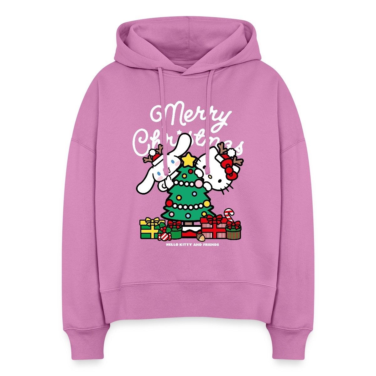 Hoodie Hello Kitty Und Cinnamoroll Weihnachten Frauen Boxy Organic Hoodie