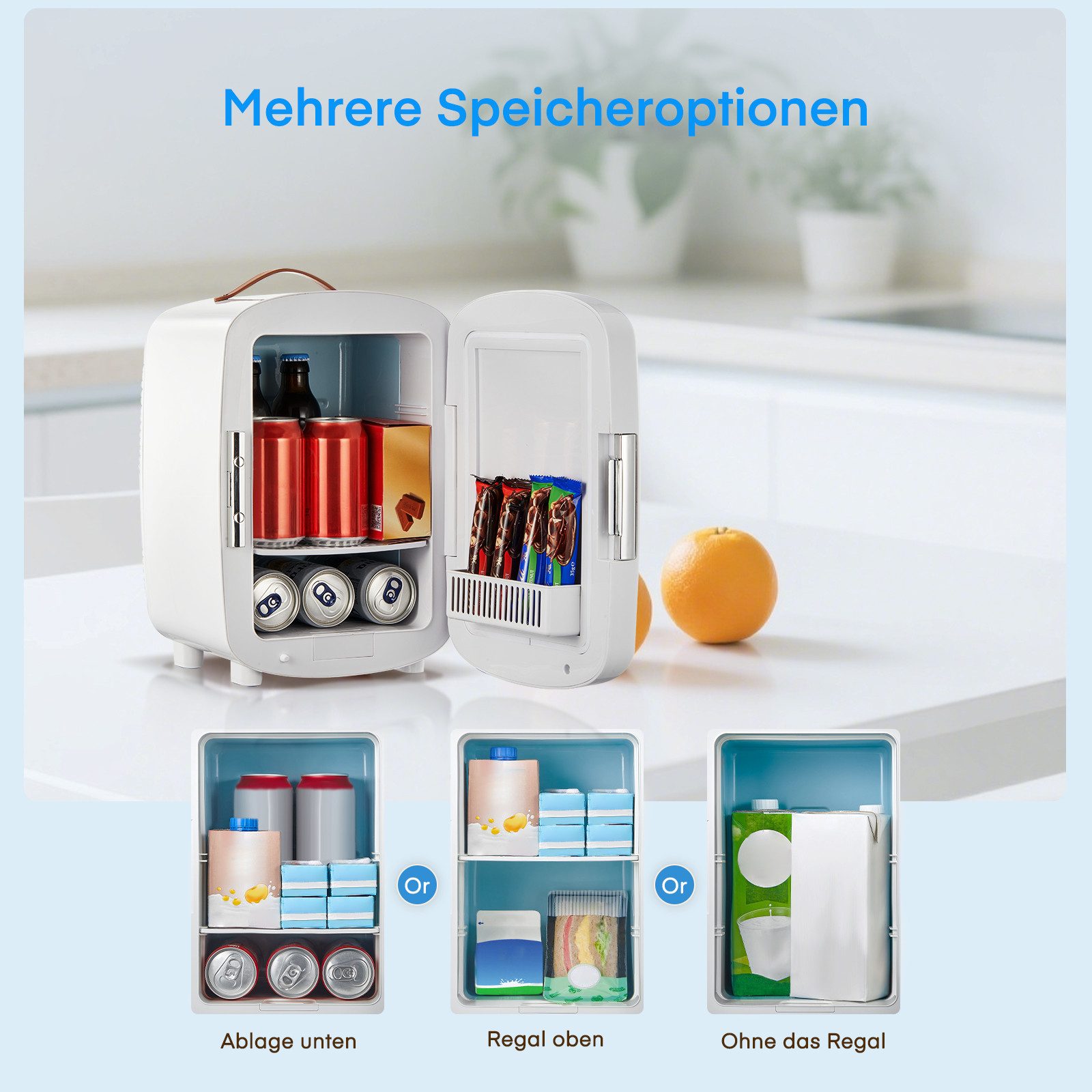 FOHERE Kühlbox 10L Mini Kühlschrank Kühl,tragbar AC DC 220-240V/12V