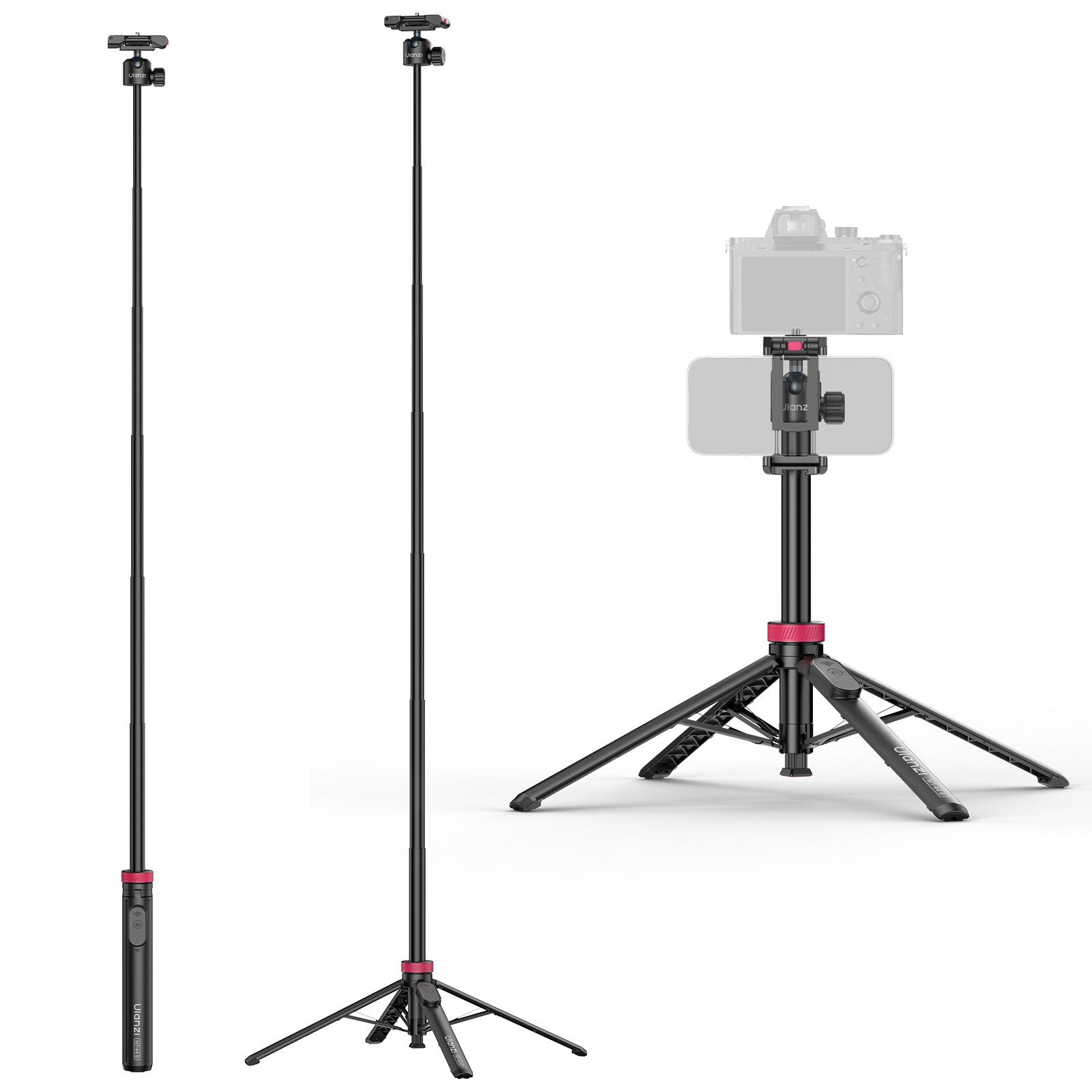 ULANZI Action Cam-Halterung Ulanzi MT-44B 2-in-1 SelfieStick-Stativ für Smartphone & spiegellose