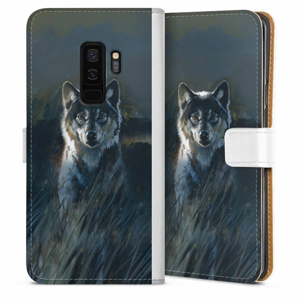 DeinDesign Handyhülle Wolf Natur Malerei Wolf 2, Samsung Galaxy S9 Plus  Duos Hülle Handy Flip Case Wallet Cover