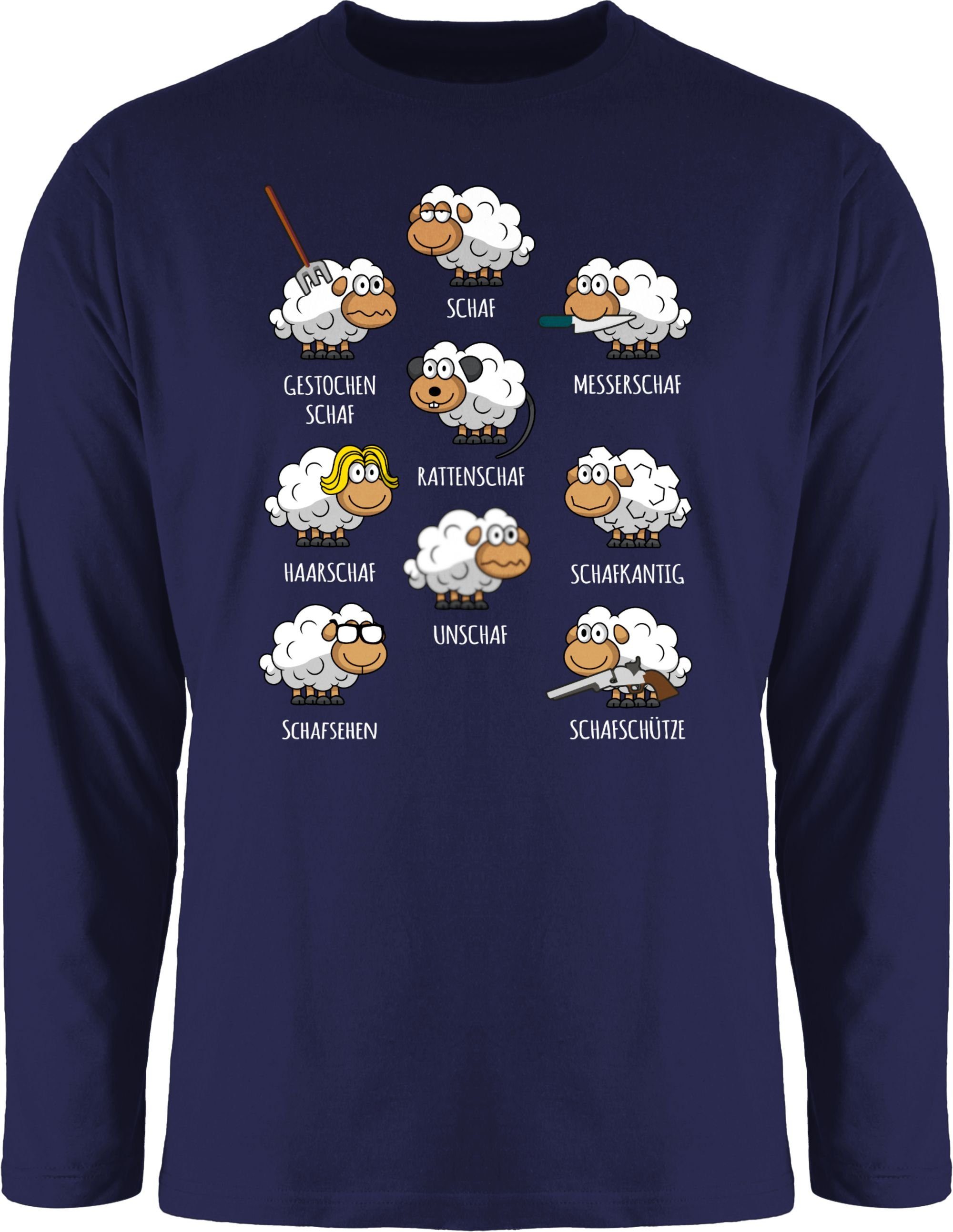 Shirtracer Rundhalsshirt Schafe Schäfchen Schäfer Blau Witzig Lustig Schafbauer Schaf 2 Navy Schaf Sheep