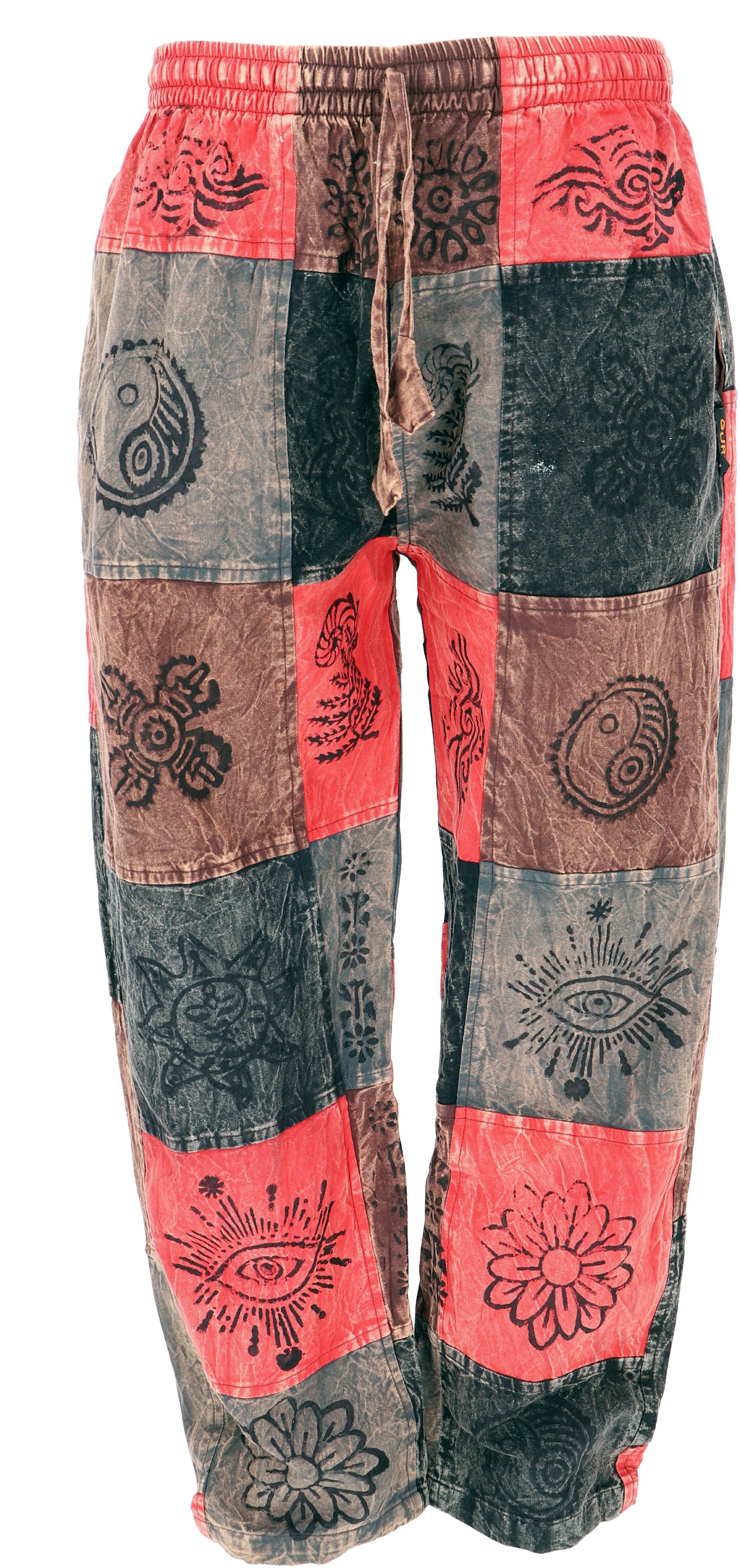 Guru-Shop Relaxhose Patchwork Stonewash Yogahose, Unisex Goa.. Ethno Style, alternative Bekleidung