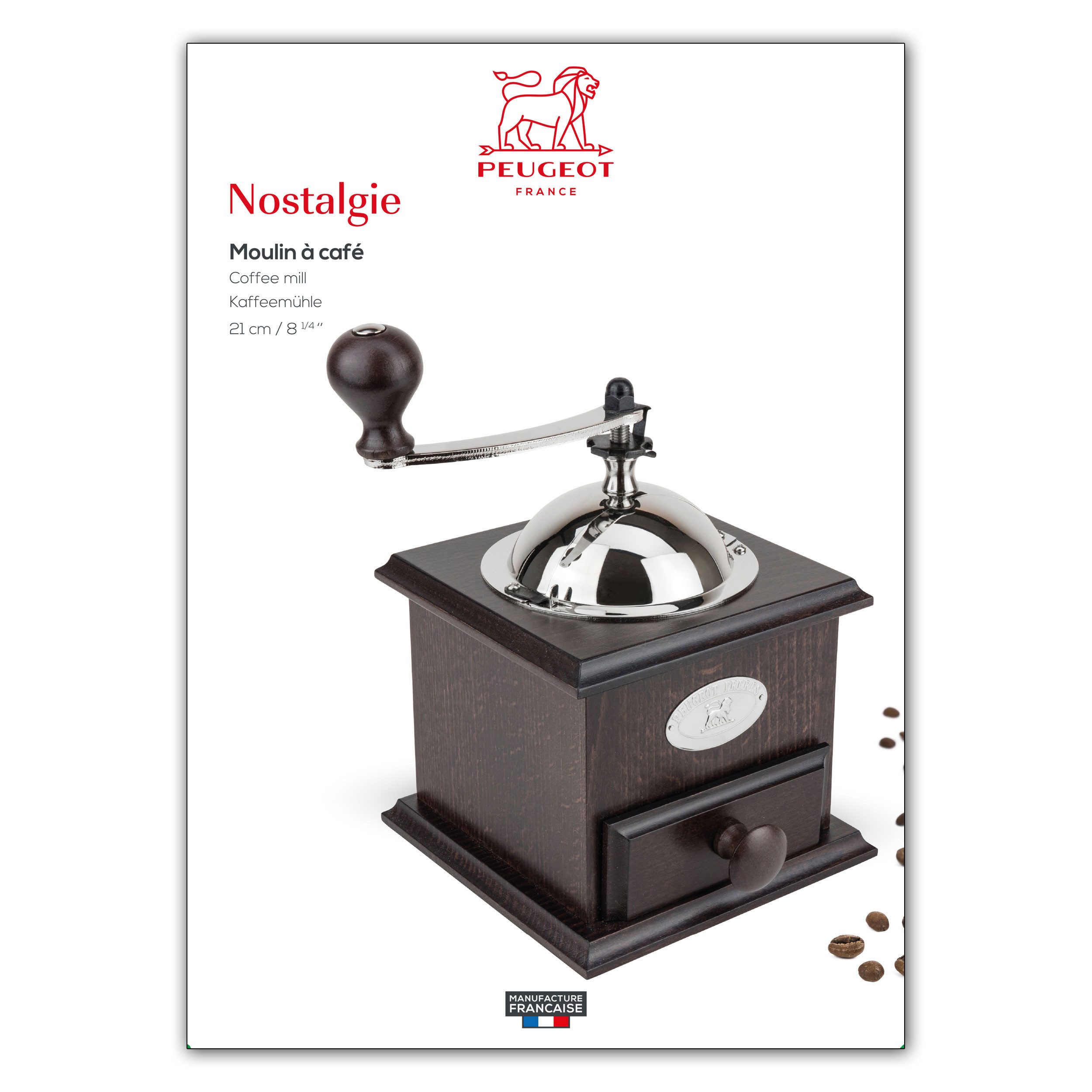 PEUGEOT Kaffeemühle NOSTALGIE 21cm Buchenholz Edelstahl