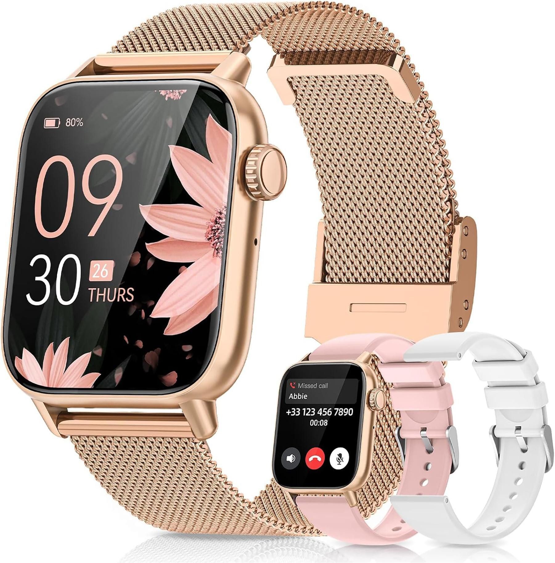 SWGOTA 2026 Neueste Damen Smartwatch mit Herzfrequenz,Blutdruck,SpO2 Smartwatch (4.69 cm/1,85 Zoll, HD Voll Touchscreen), Fitnessuhr Damen Fitnesstracker mit Schlafmonitor,Menstruationszyklus