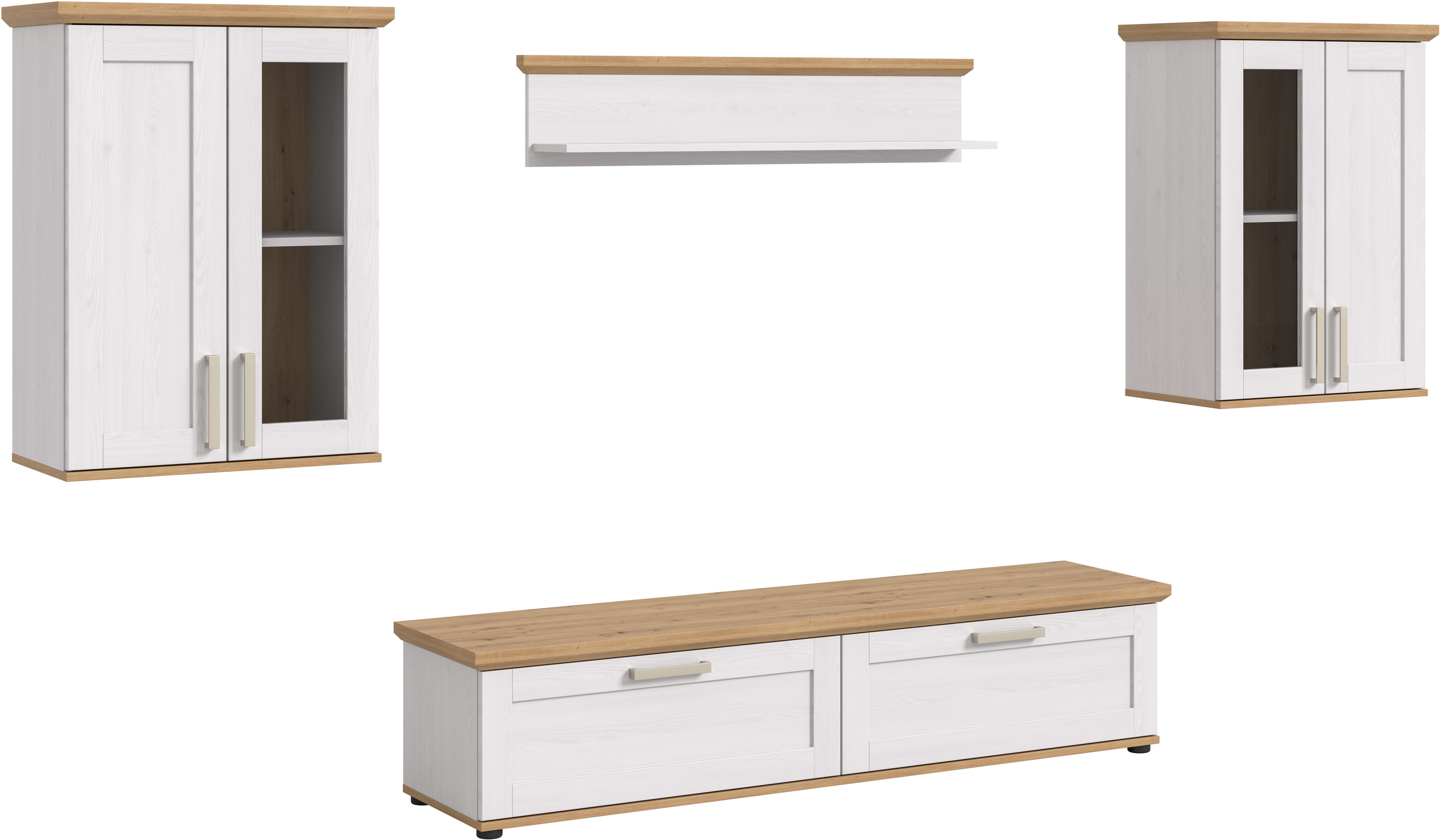 Home affaire Wohnwand Cosenza, (Set, 4-St), Cosenza, Breite: 336 cm,2xVitrine,Lowboard, Wandboard