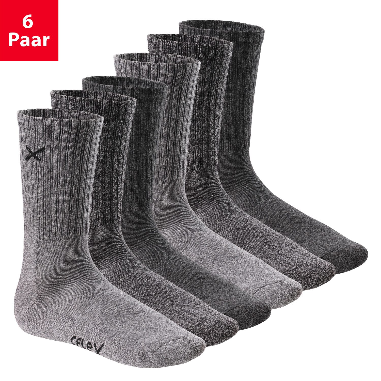 CFLEX Sportsocken Lifestyle Crew Socks (6 Paar) für Damen & Herren - Frotteesohle