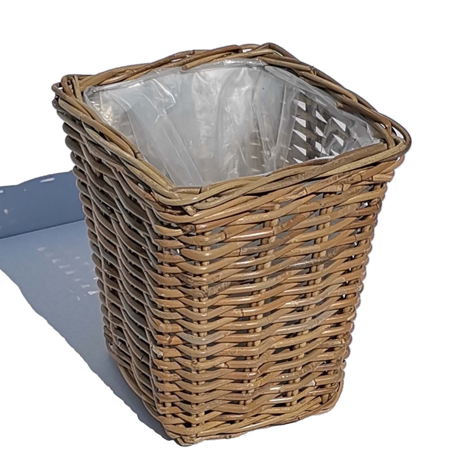 Casa Moro Flechtkorb Rattan Korb Turin mit Folie Blumenkorb Aufbewahrungskorb (Rattankorb Weidenkorb eckig, in drei Größen oder als Set), Naturkorb handgeflochten