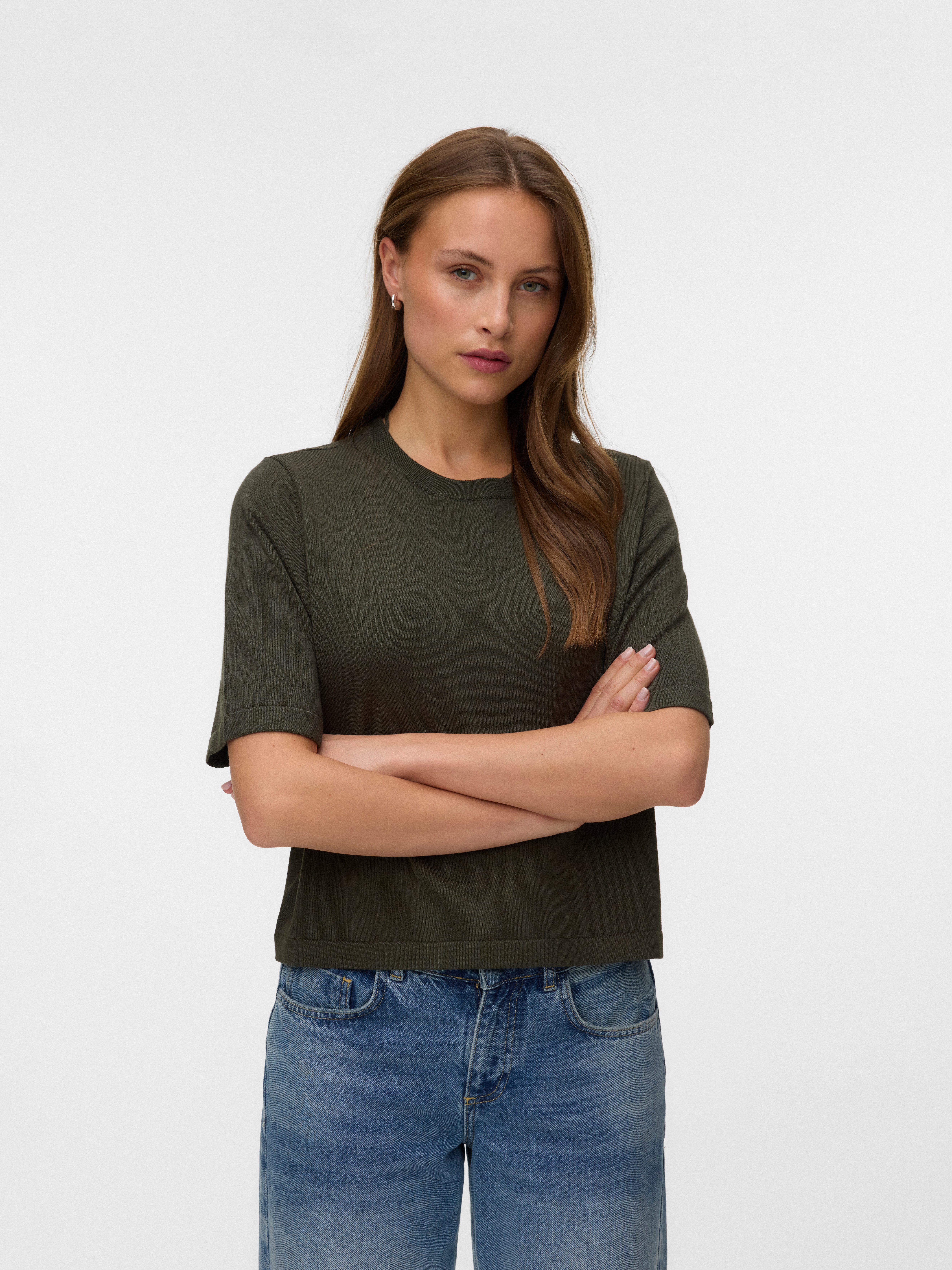 Vero Moda Kurzarmpullover VMSILJE 2/4 O-NCK OVERSIZE PULL GA NOOS Viskosemischung, oversize