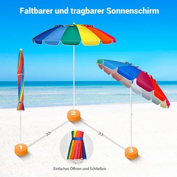 COSTWAY Sonnenschirm, LxB: 250,00x250,00 cm, Strandschirm mit Verankerung
