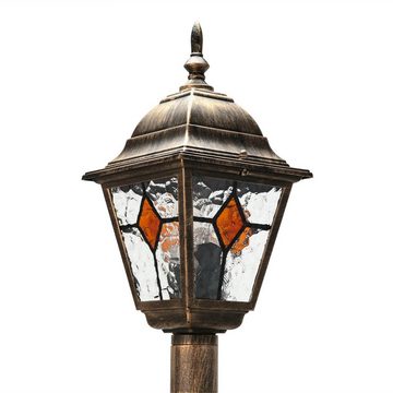 Licht-Erlebnisse Außen-Stehlampe SALZBURG, ohne Leuchtmittel, Stehlampe Außen Tiffany Stil Kupfer Antik Garten Terrasse Außenleuchte