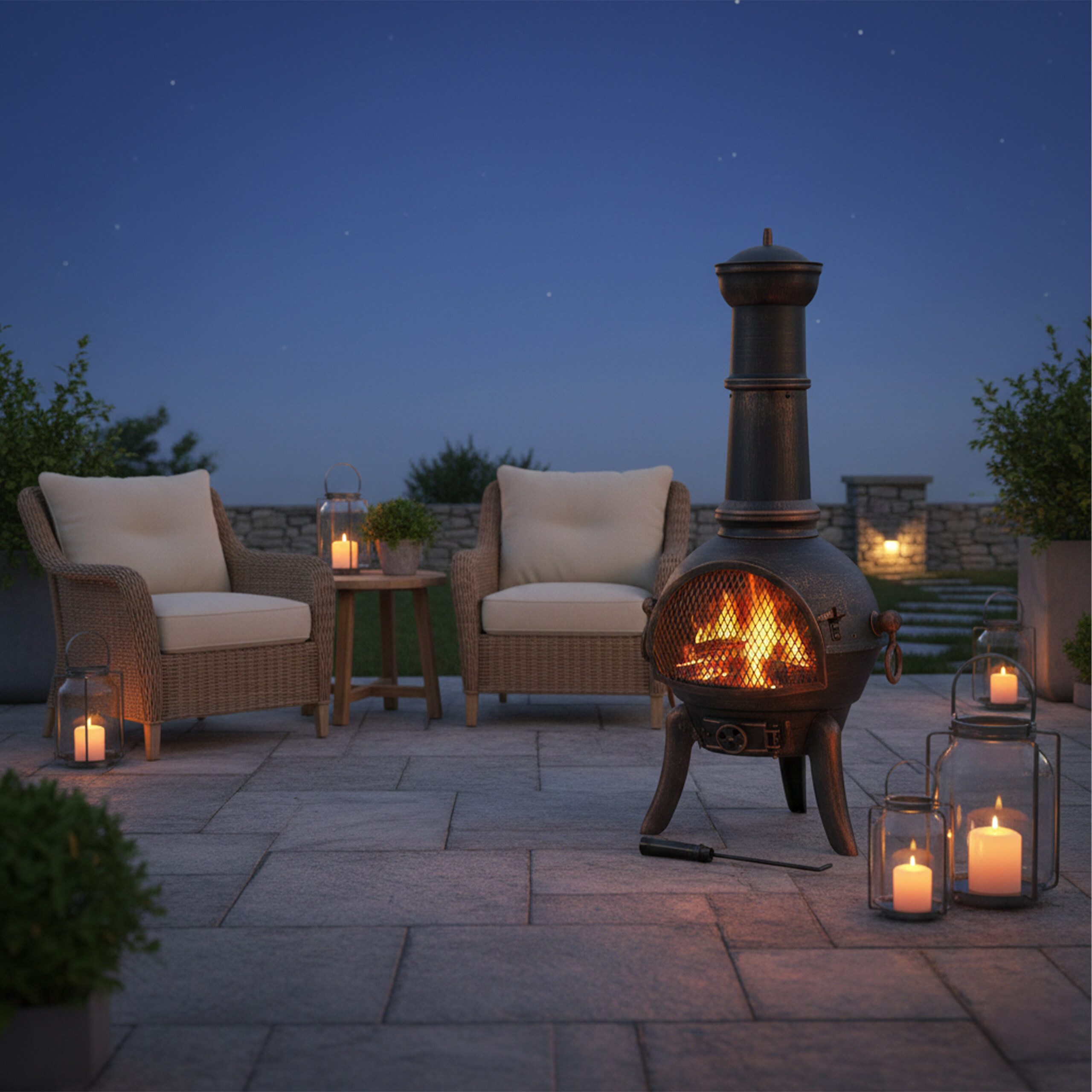 relaxdays Feuerkorb Großer Terrassenofen