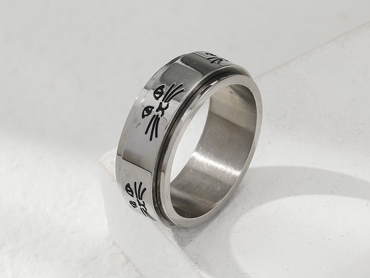 Eyecatcher Fingerring Süßer silberner Fidget Anti Stress Kätzchen Ring, Fid günstig online kaufen