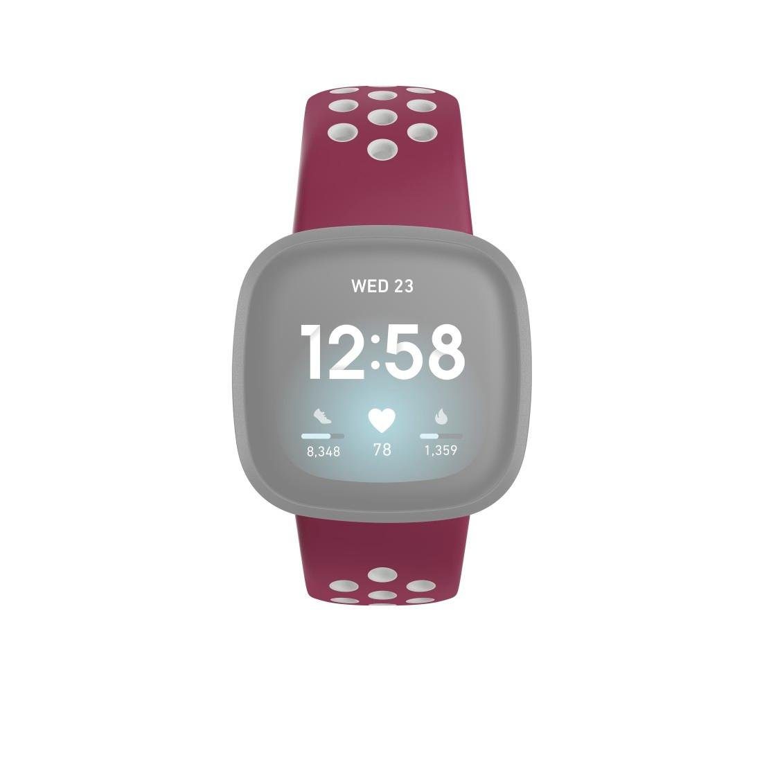 Hama Smartwatch-Armband Ersatzarmband für Fitbit cm/21 3/4/Sense Versa Silikon, bordeaux 22 (2), cm