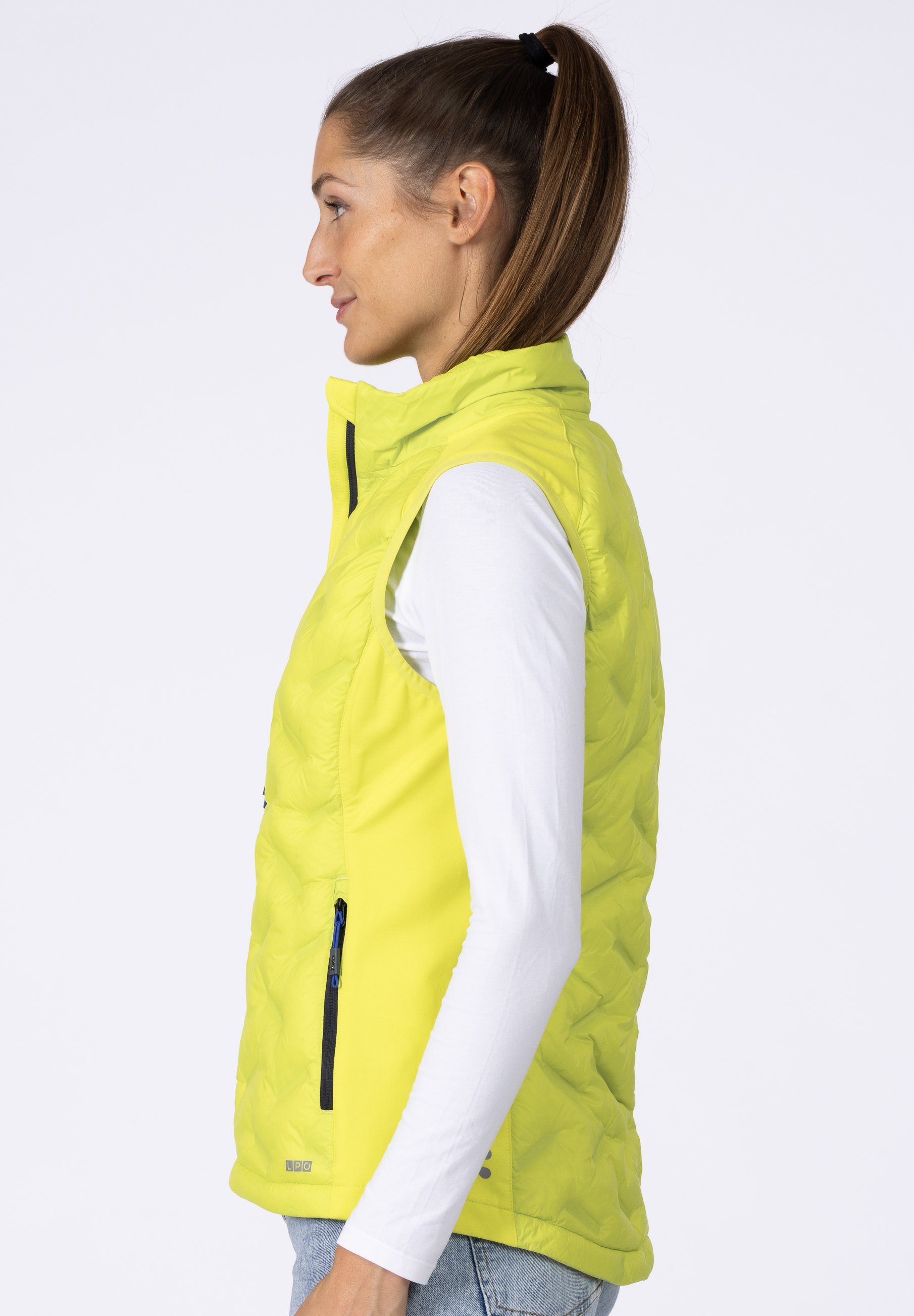 Steppweste Women mit Stehkragen YOLANDA DEPROC CS Funktionsweste, Hybridweste Outdoorweste, evening Active primerose