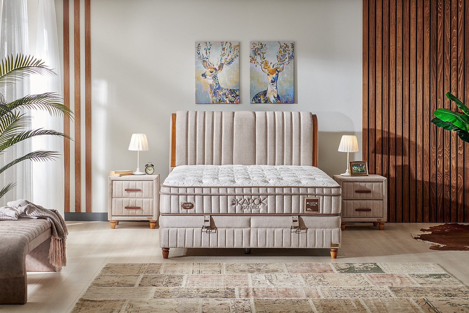 Pointhome Boxspringbett Set, Kapok Naturel, Schlafzimmerbett, günstig online kaufen