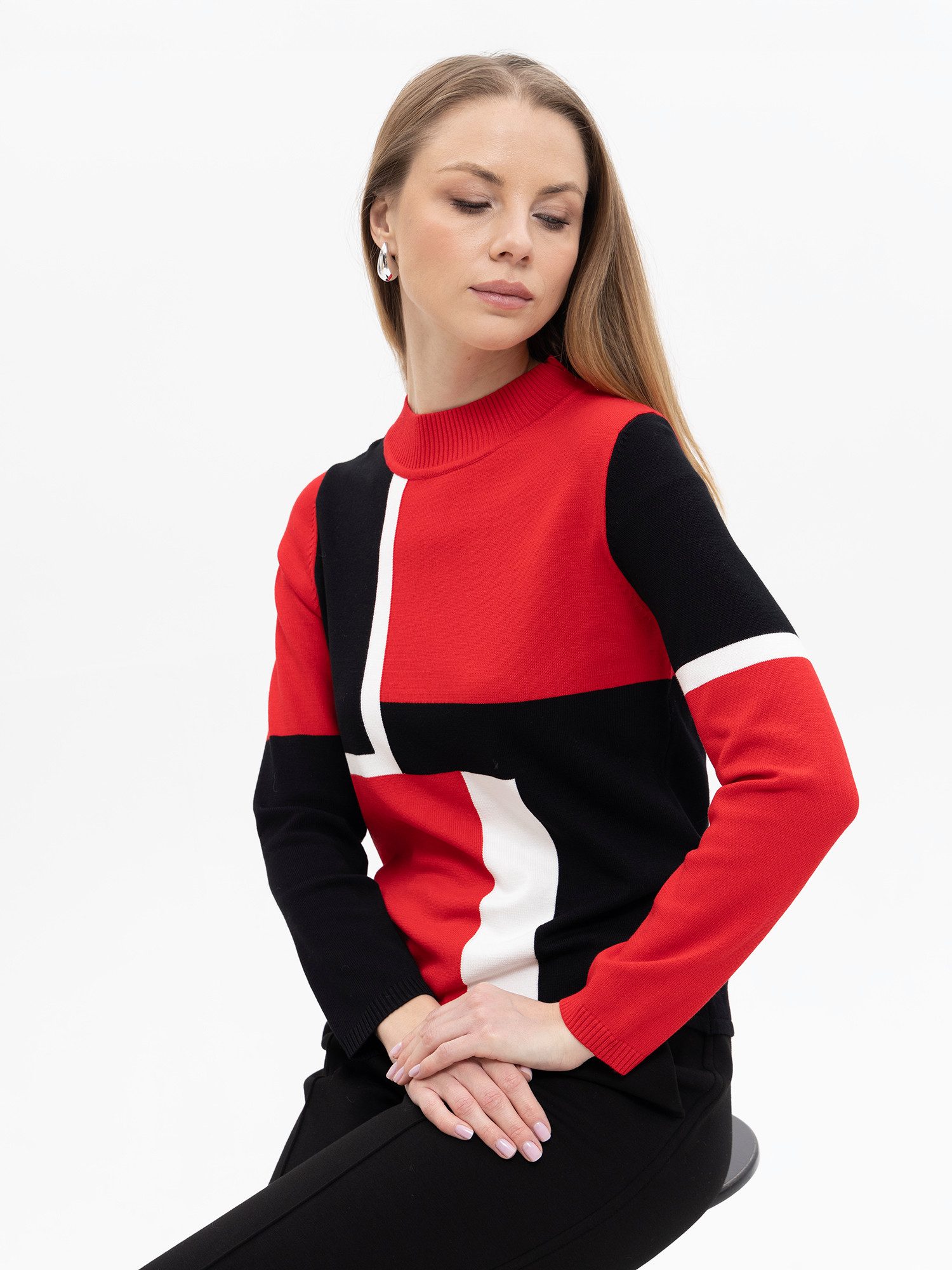 Passioni Strickpullover im Colourblock-Design