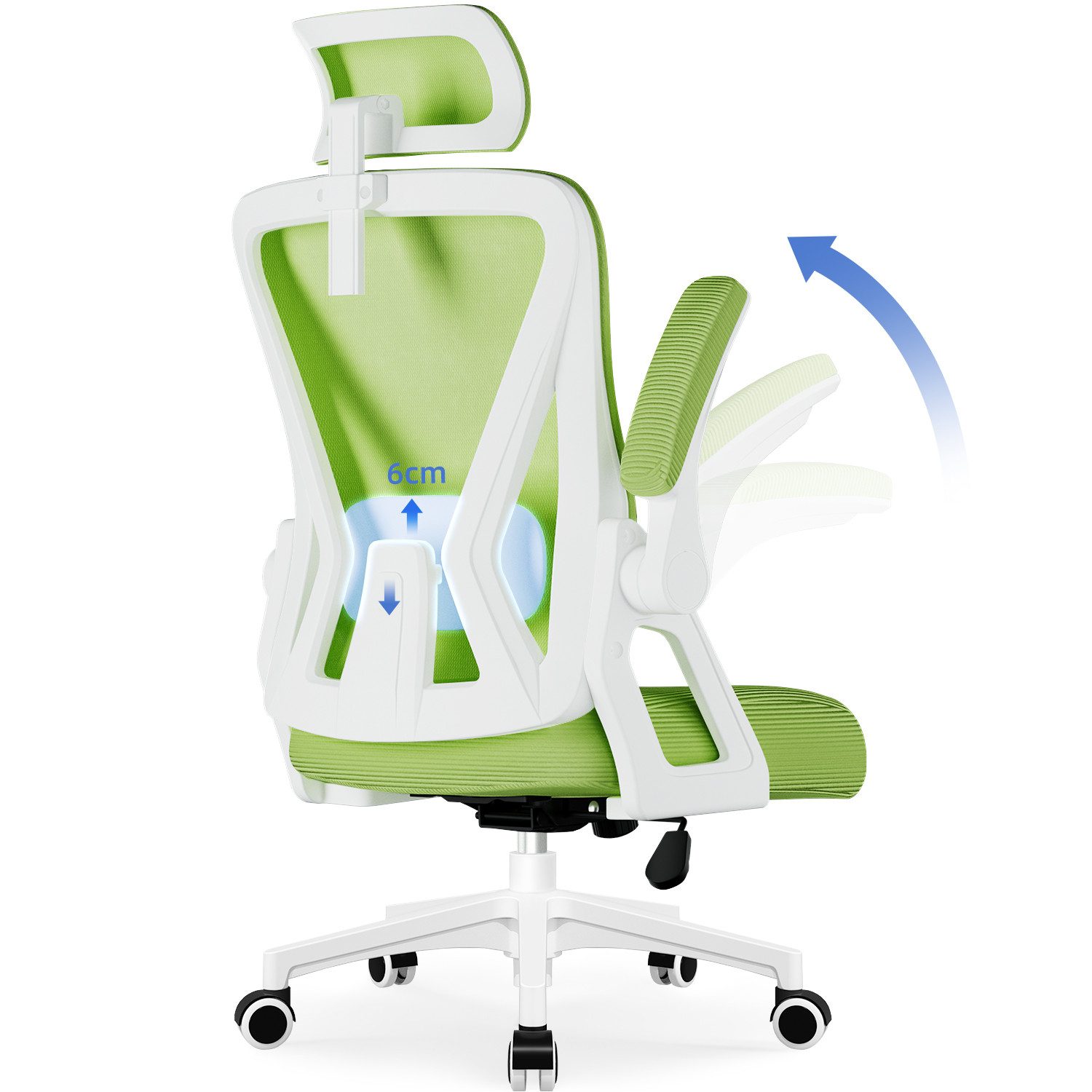 Adormii Bürostuhl Ergonomischer Bürostuhl mit klappbaren Armlehnen und Rück günstig online kaufen