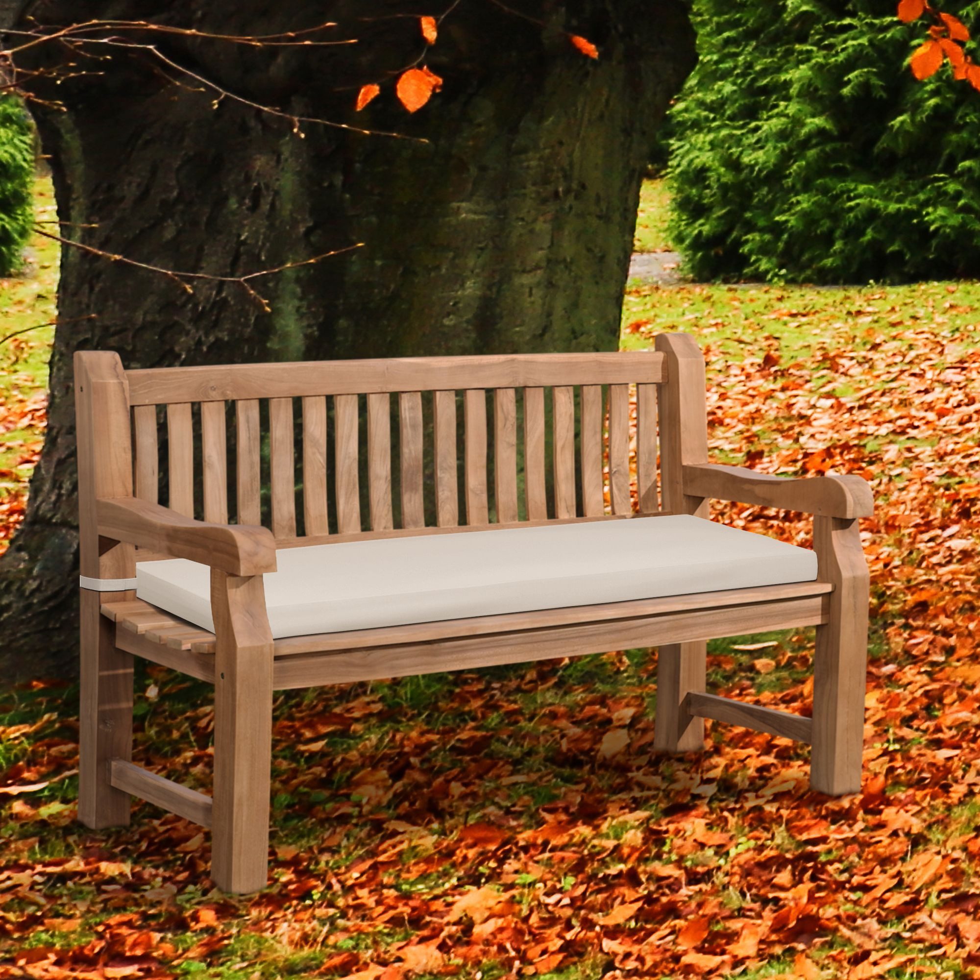 furnicato Gartenbank Naturholz Bank Jackson 150x61x93 cm creme (1-St)