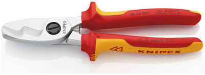Knipex Kabelschere 95 16 200 mit Doppelschneide, isoliert mit Mehrkomponenten-Hüllen, VDE-geprüft verchromt 200 mm
