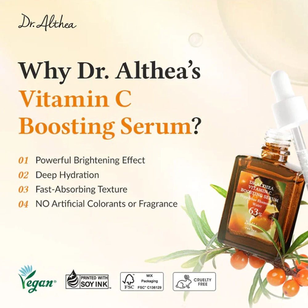Dr. Althea Gesichtsserum Dr. Althea, Vitamin C Boosting Serum – 30 ml, 63 % Sanddornwasser mit hochkonzentriertem Vitamin C