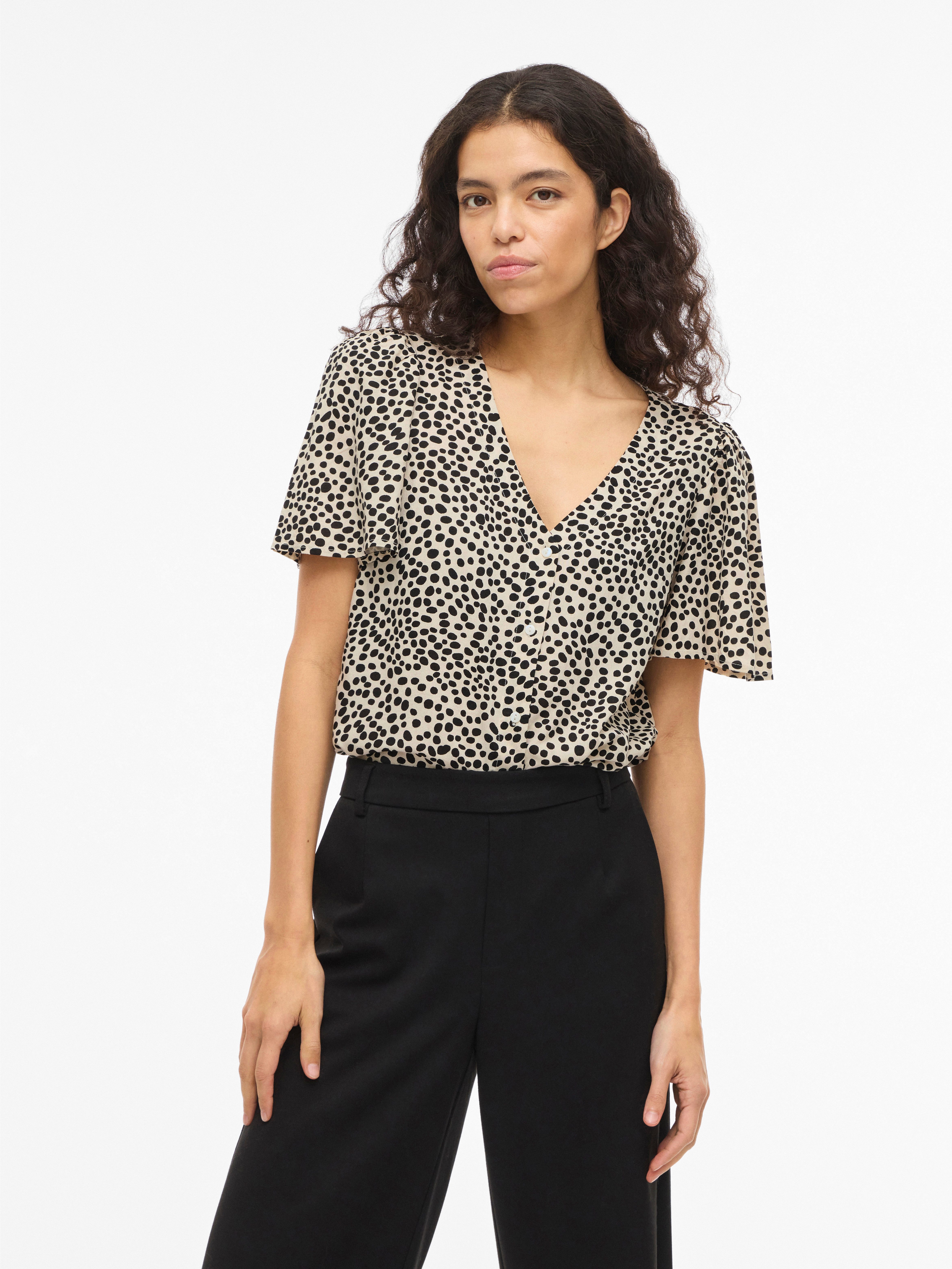 Vila Hemdbluse VIGRACE V-NECK S/S SHIRT - NOOS
