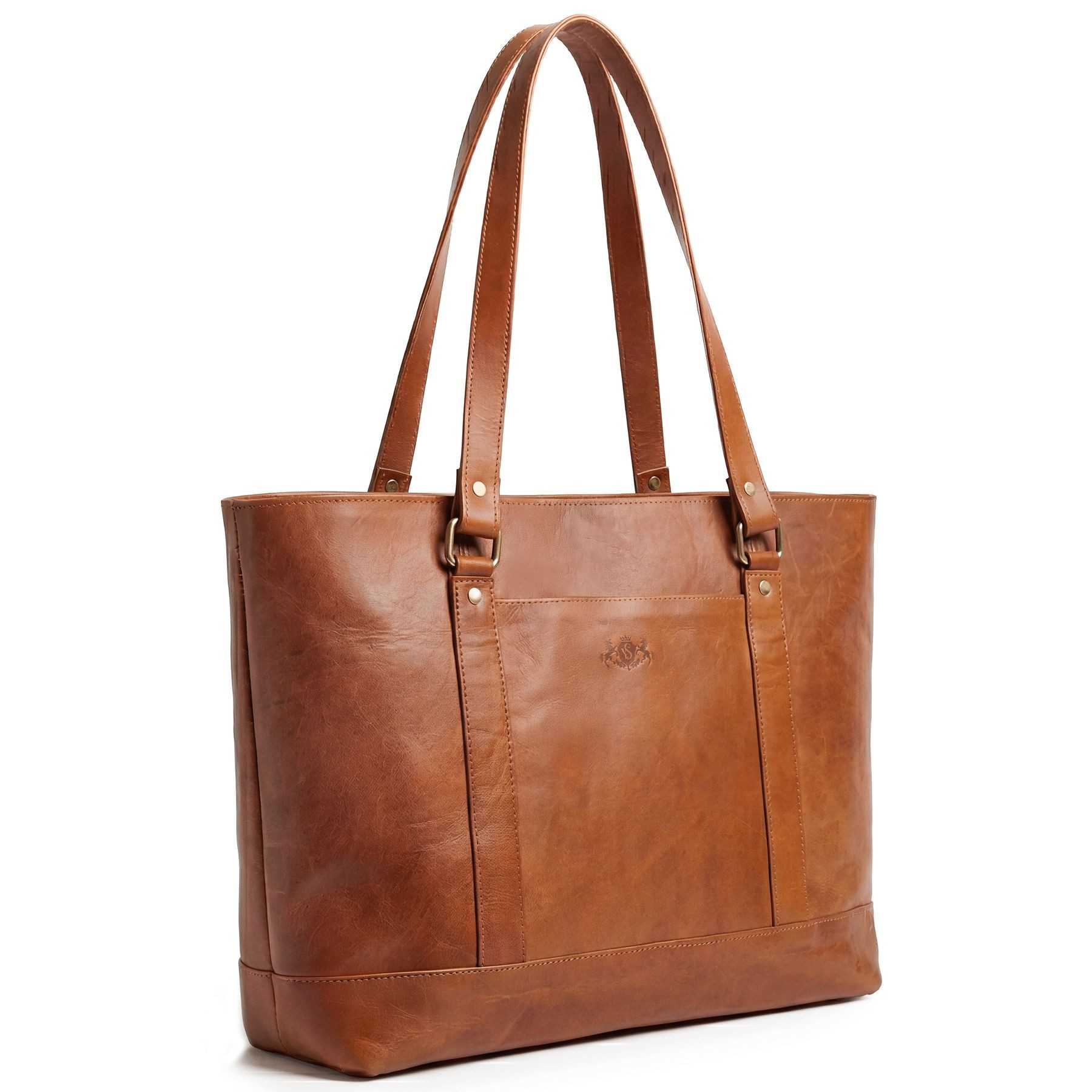SID & VAIN Umhängetasche echt Leder Handtasche Schultertasche braun SKYLAR, Shopper Echtleder für Damen, Schultertasche vintage-hellbraun
