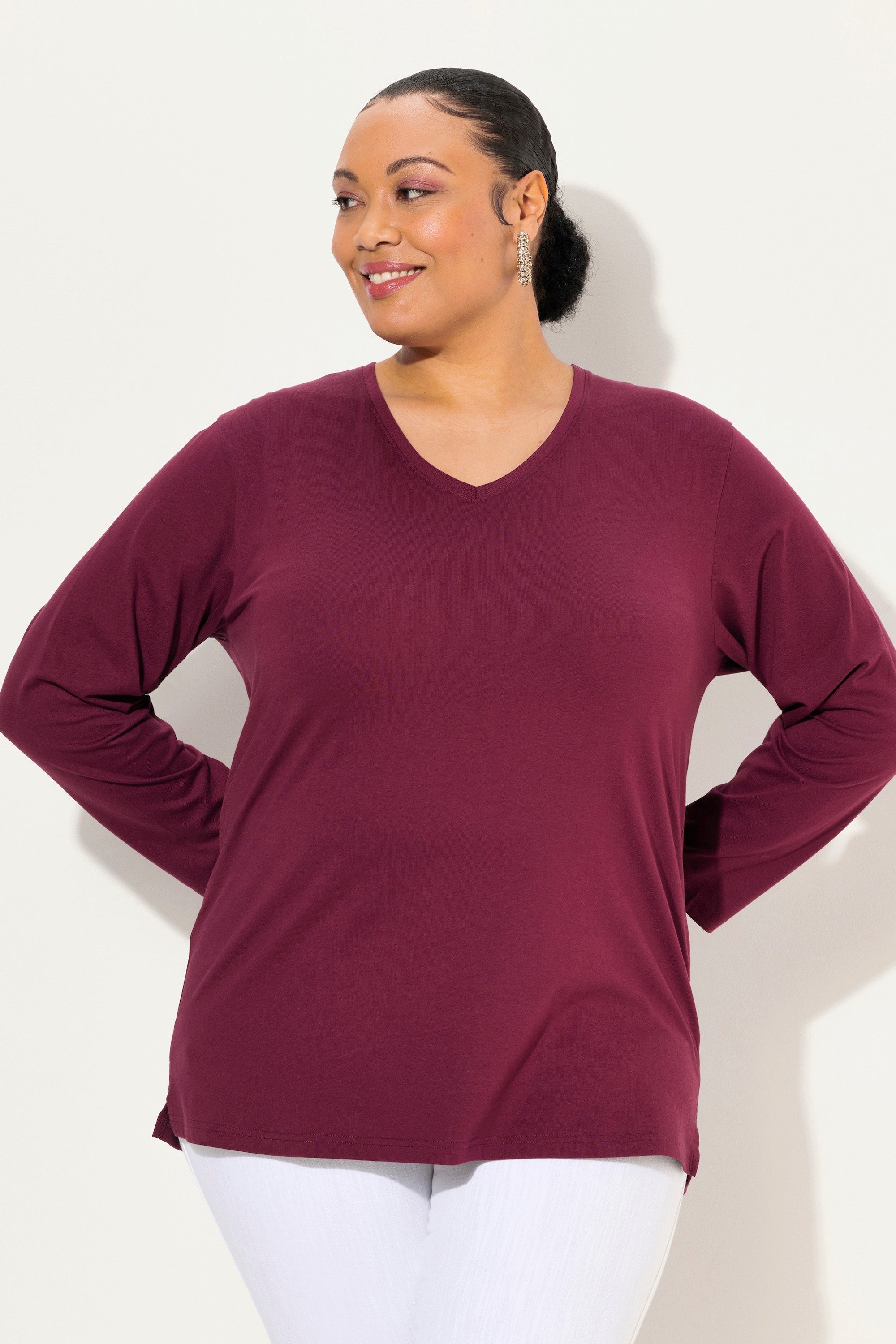 Ulla Popken T-Shirt Shirt V-Ausschnitt Relaxed günstig online kaufen