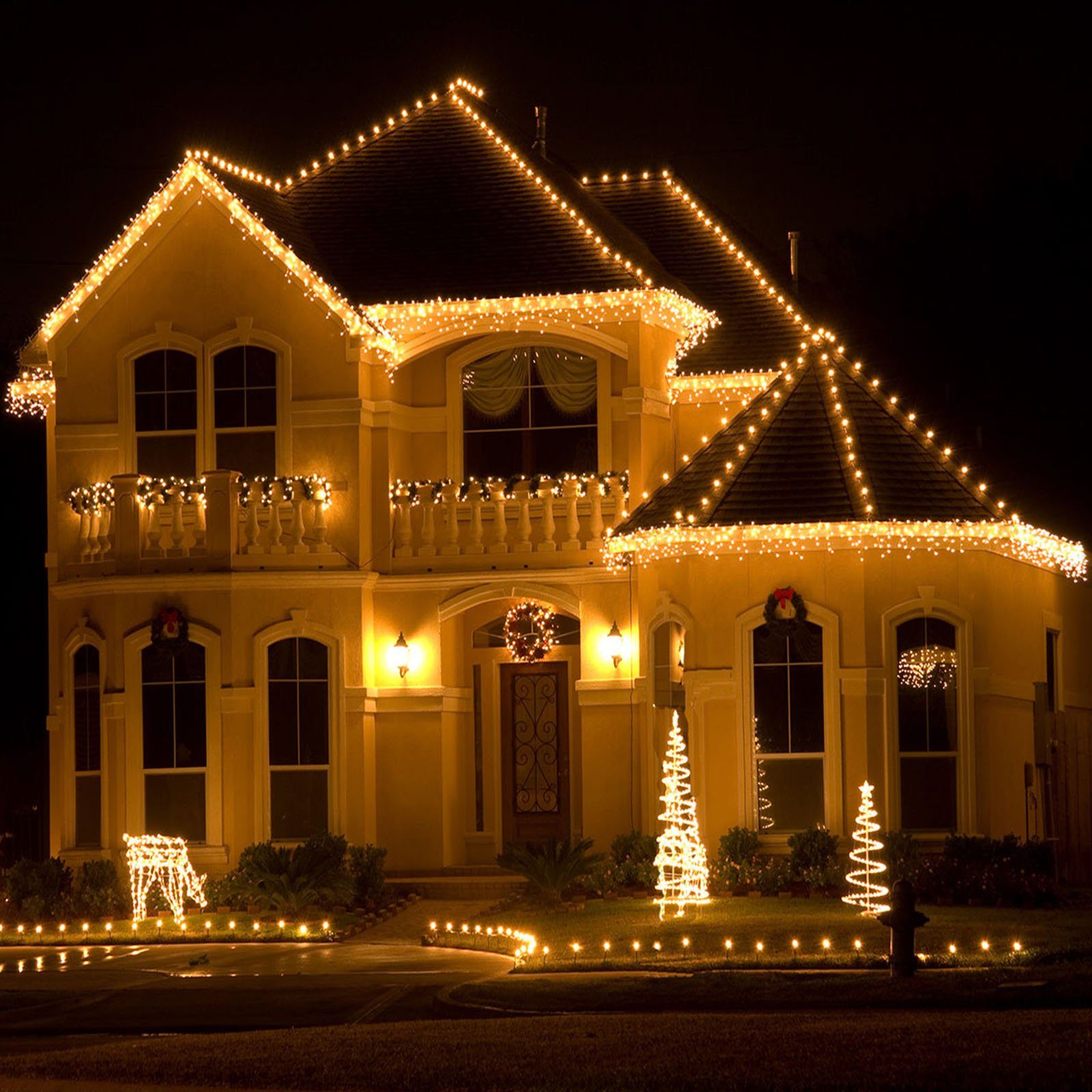 Sunicol Lichtervorhang Weihnachts Kettenleuchte, LED Eisregen,Außen LED-Lichtervorhang Eiszapfen 400-flammig, wasserdicht, Timer 5M/10M/15M,