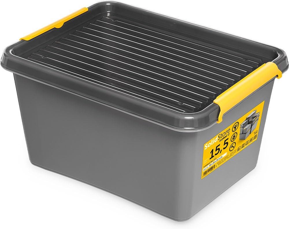 KONZEPT Aufbewahrungsbox mit Deckel, Stapelbox aus hochwertigem Kunststoff (15L - ‎40 x 30 x 21,5 cm)