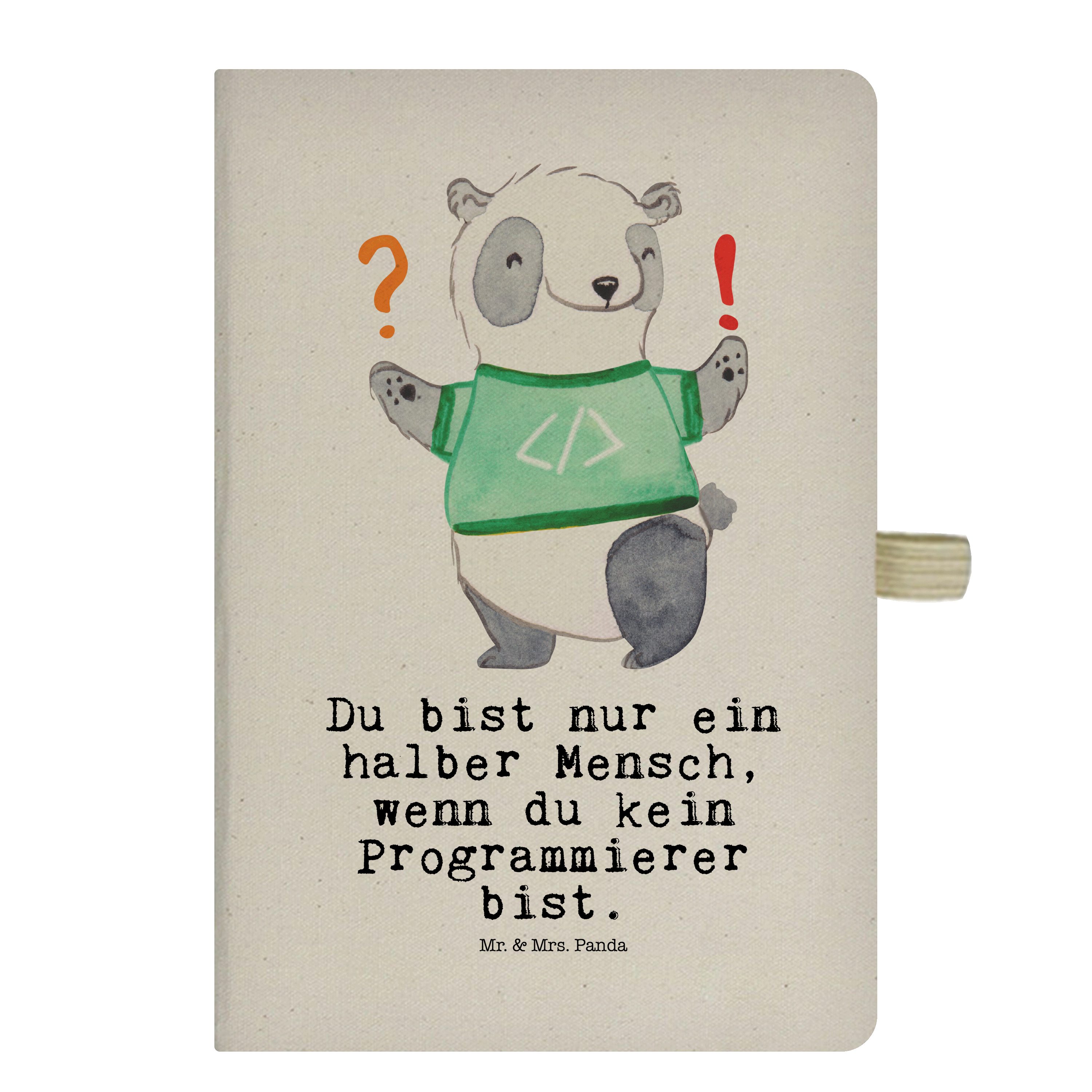 Mr. & Mrs. Panda Notizbuch Programmierer mit Herz - Transparent - Geschenk, Kladde, Danke, Compu Mr. & Mrs. Panda