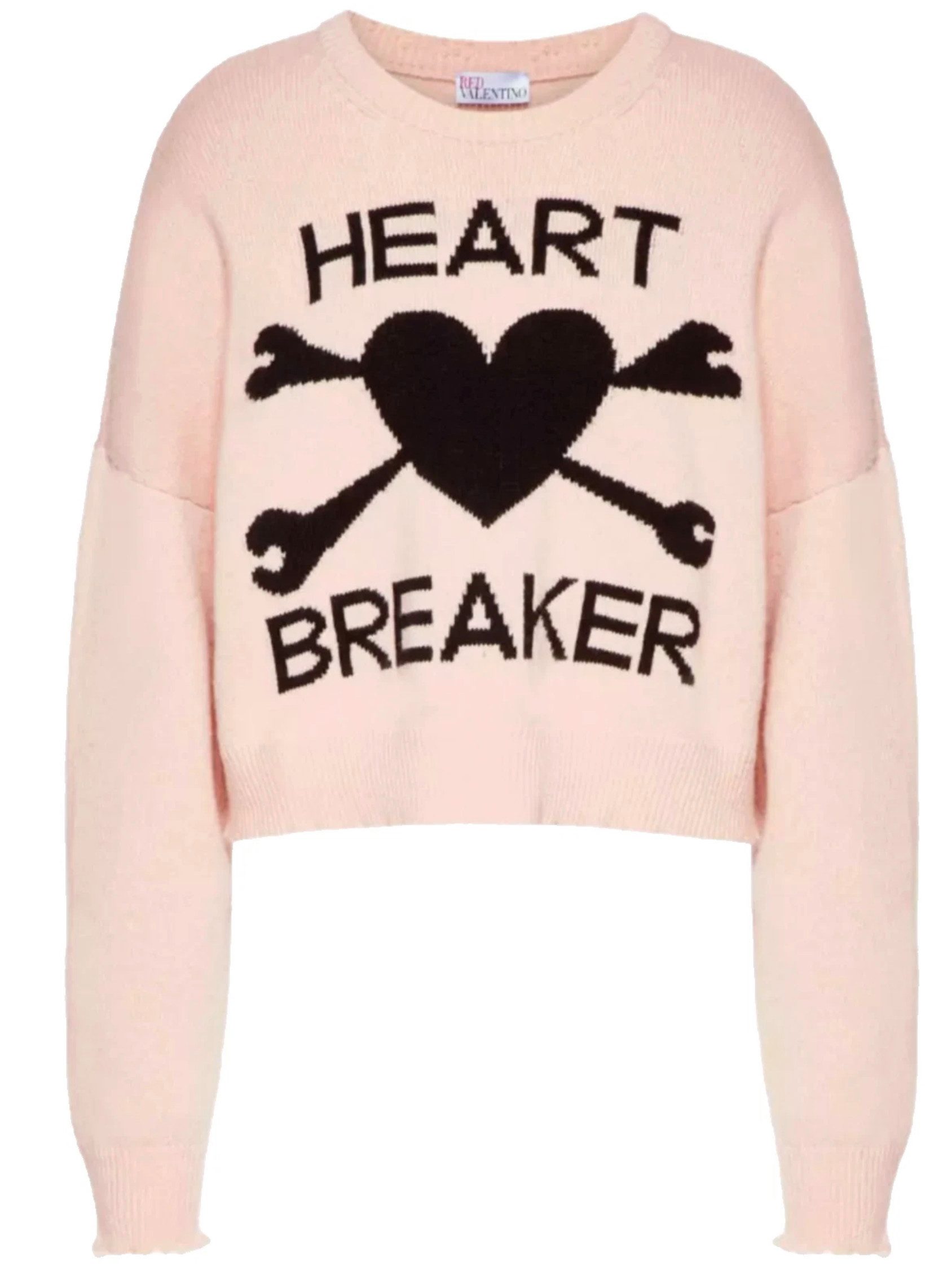 Valentino Strickpullover RED Heart Breaker Cropped Distressed Pulli Jumper Distressed Abschlüsse bewusst unperfekter Couture-Look