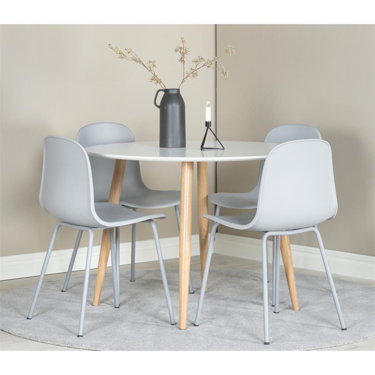 BOURGH Esstisch PLAZA Esszimmertisch Ø100x75cm - Runder Esstisch weiß/natur, Esstisch in modernem Design