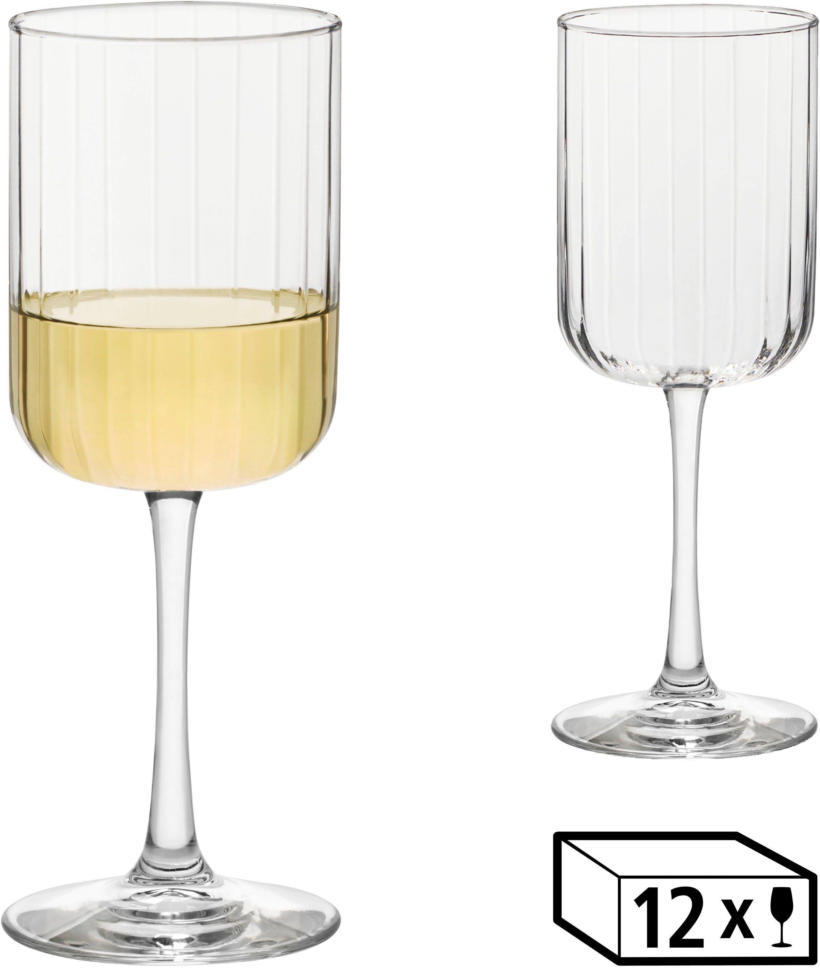 LIBBEY Weinglas Libbey Gläser-Set -LINEAR-, 12er Set, Glas, 399 ml, hochwertig verarbeitet, im modernen Design